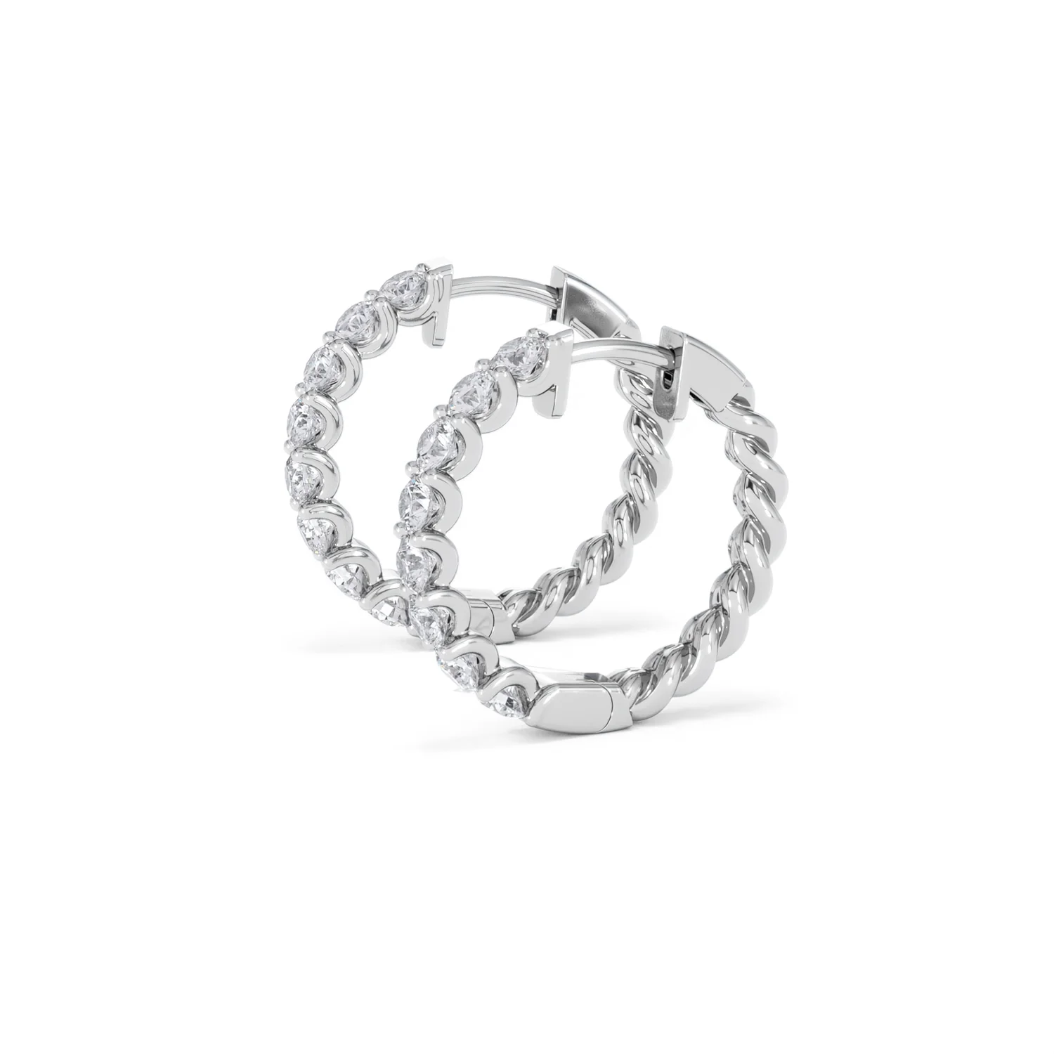 Braided 2.00ct Round Cut Lab Diamond Hoop Earrings in 9K White Gold - Image 73