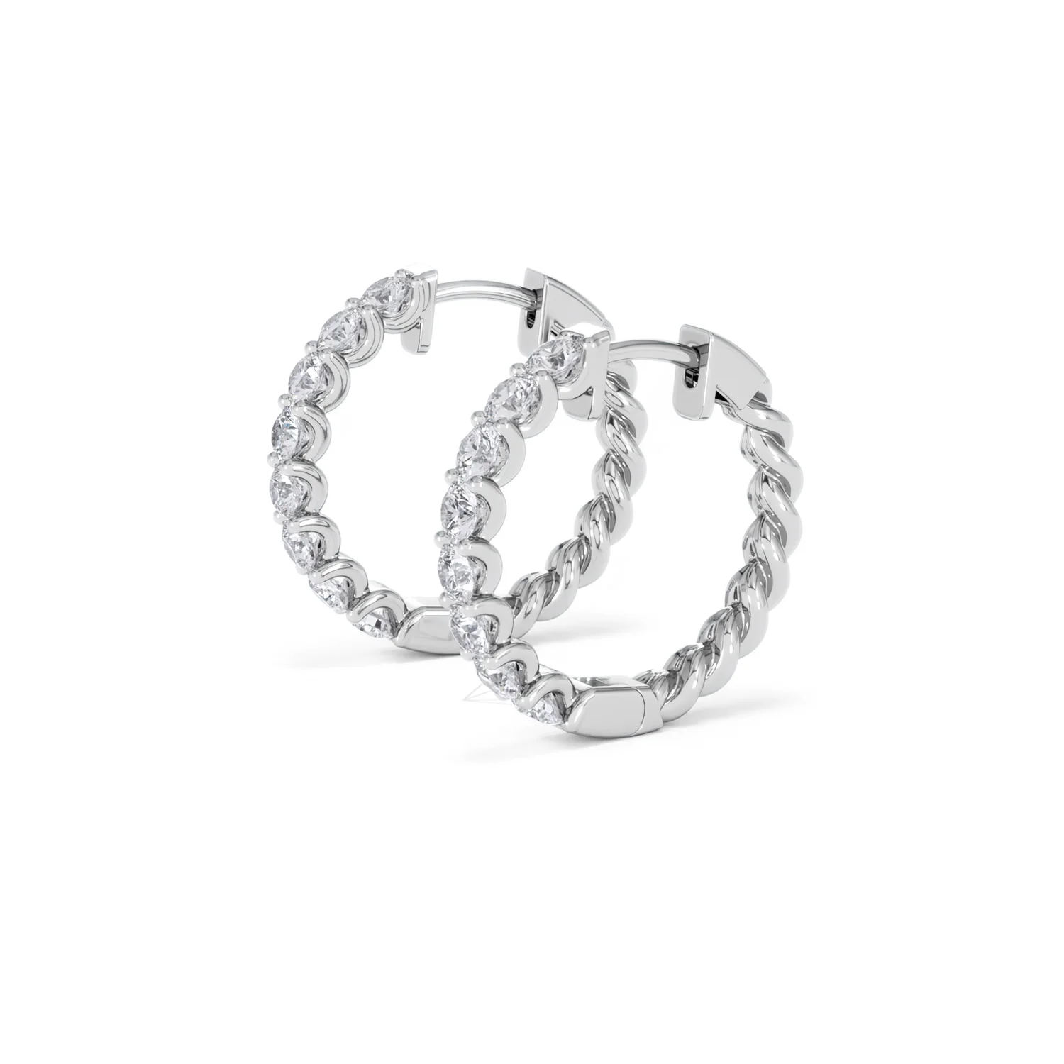 Braided 2.00ct Round Cut Lab Diamond Hoop Earrings in 9K White Gold - Image 75