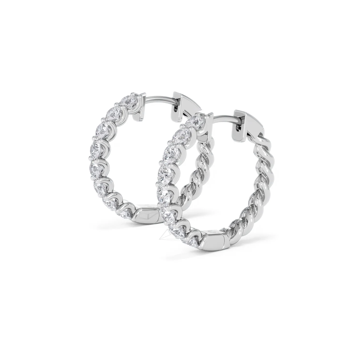 Braided 2.00ct Round Cut Lab Diamond Hoop Earrings in 9K White Gold - Image 76