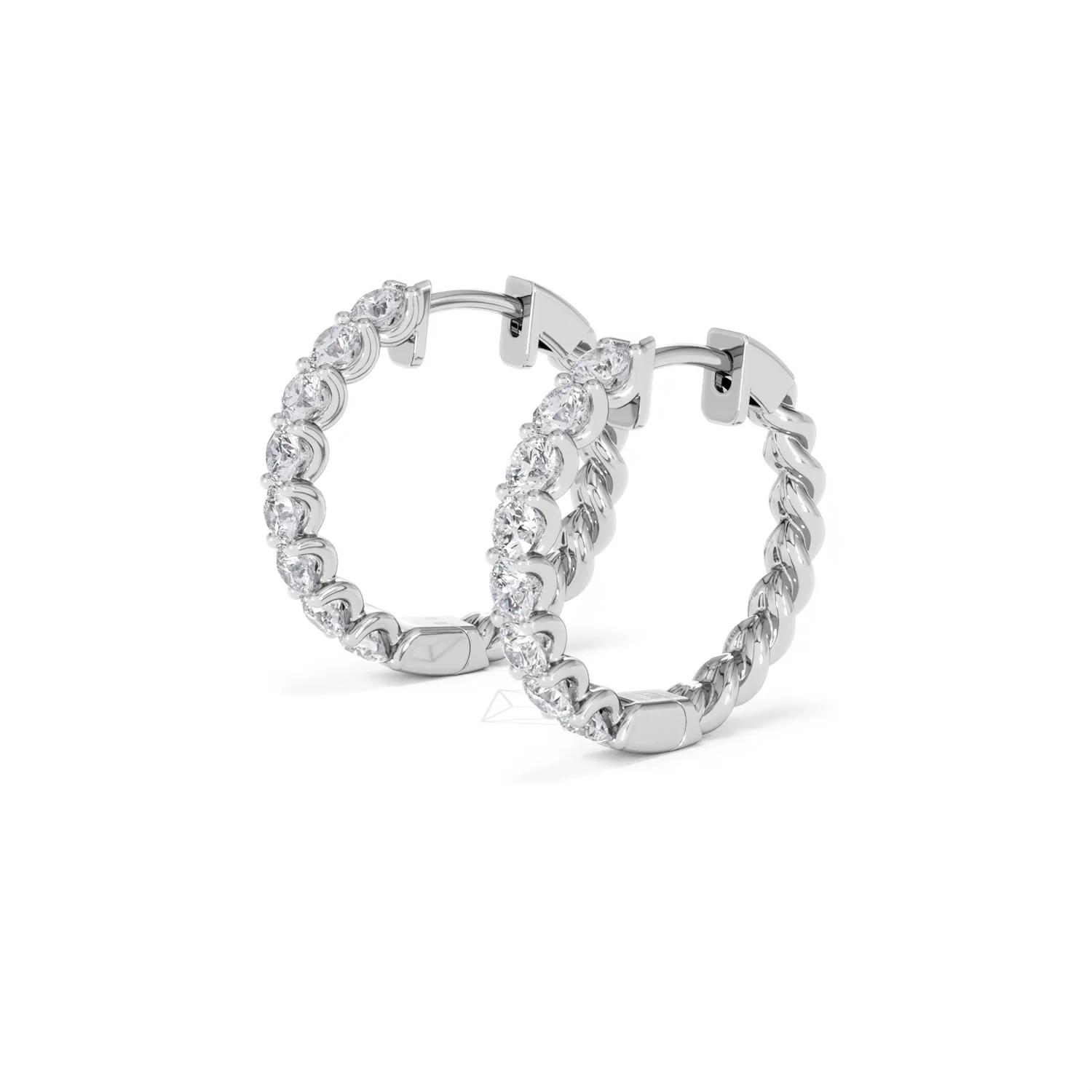 Braided 2.00ct Round Cut Lab Diamond Hoop Earrings in 9K White Gold - Image 77