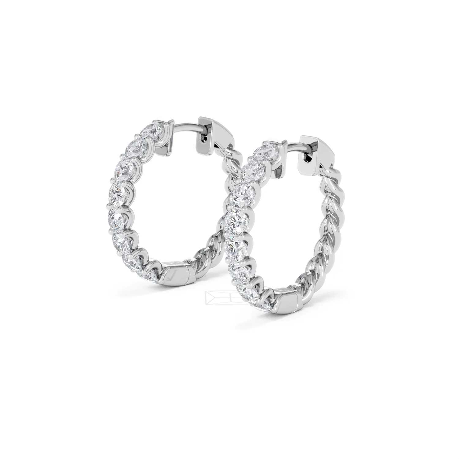 Braided 2.00ct Round Cut Lab Diamond Hoop Earrings in 9K White Gold - Image 79