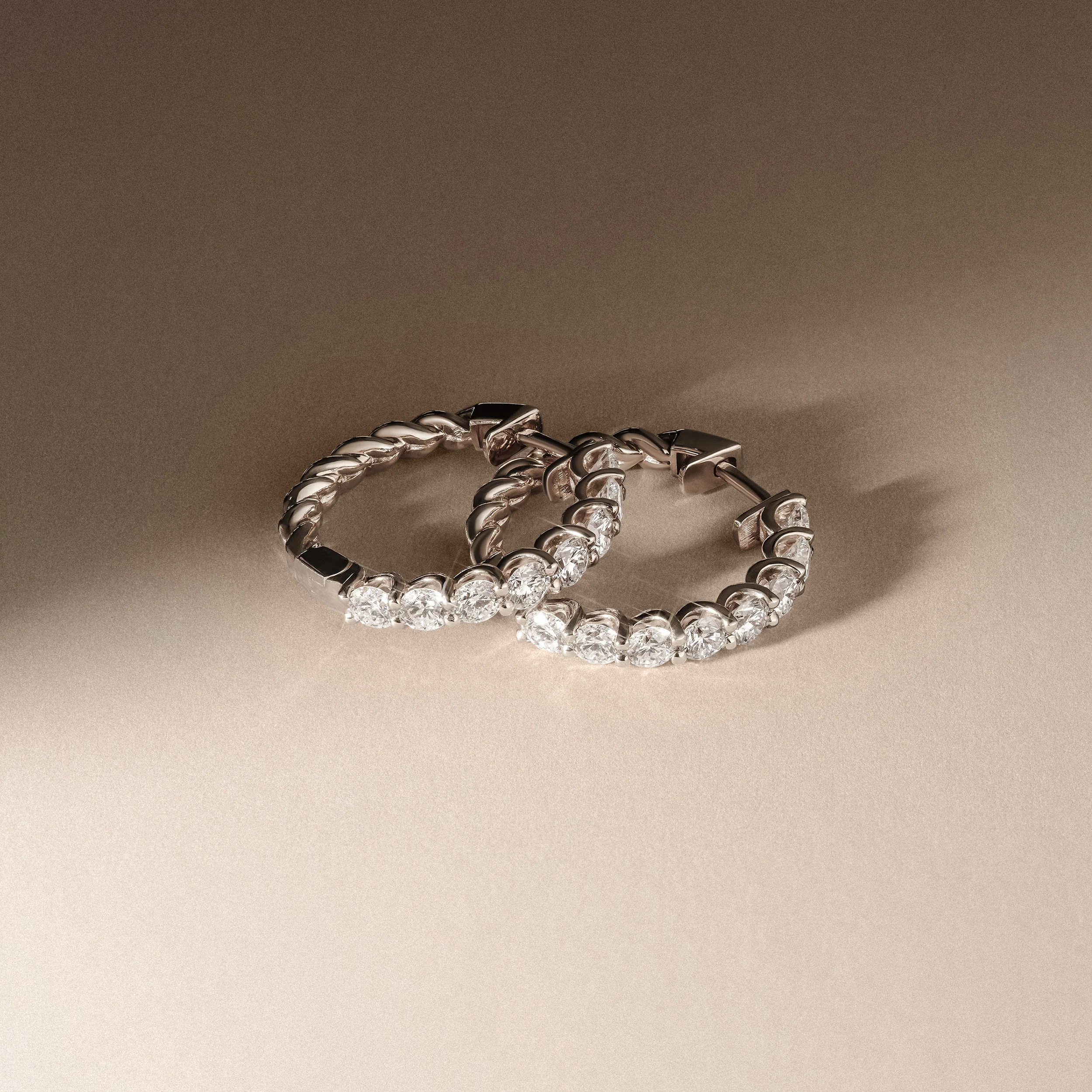 Braided 2.00ct Round Cut Lab Diamond Hoop Earrings in 9K White Gold - Image 8