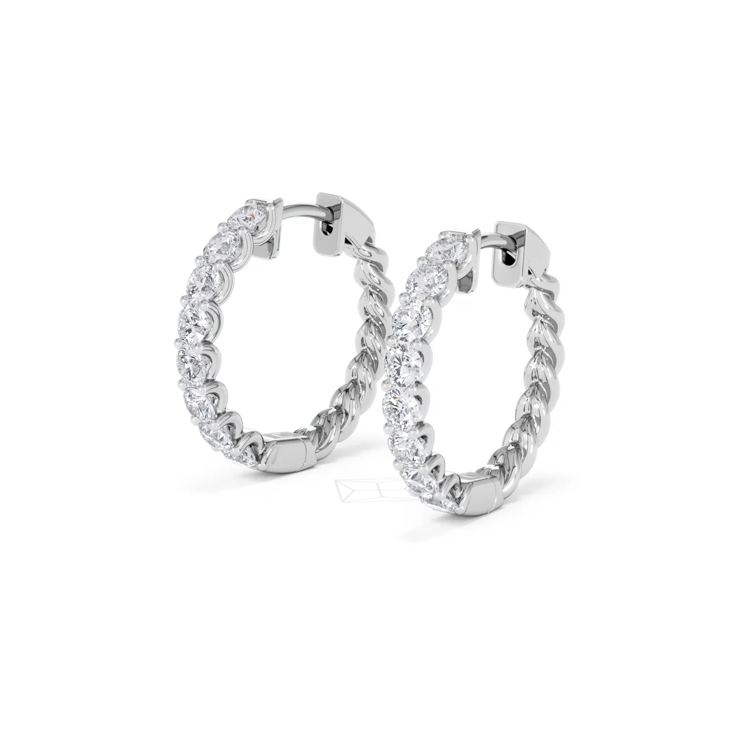 Braided 2.00ct Round Cut Lab Diamond Hoop Earrings in 9K White Gold - Image 80
