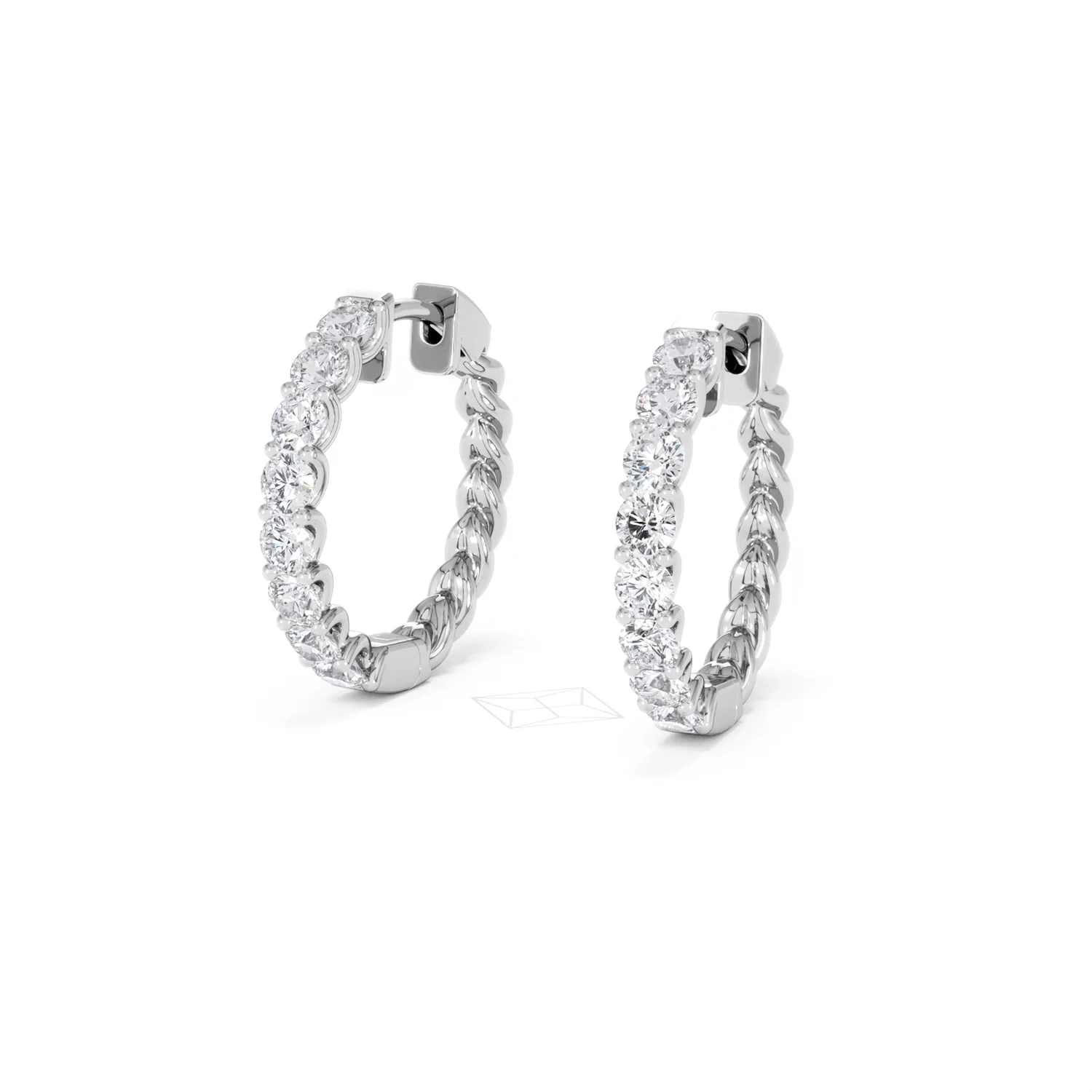 Braided 2.00ct Round Cut Lab Diamond Hoop Earrings in 9K White Gold - Image 83
