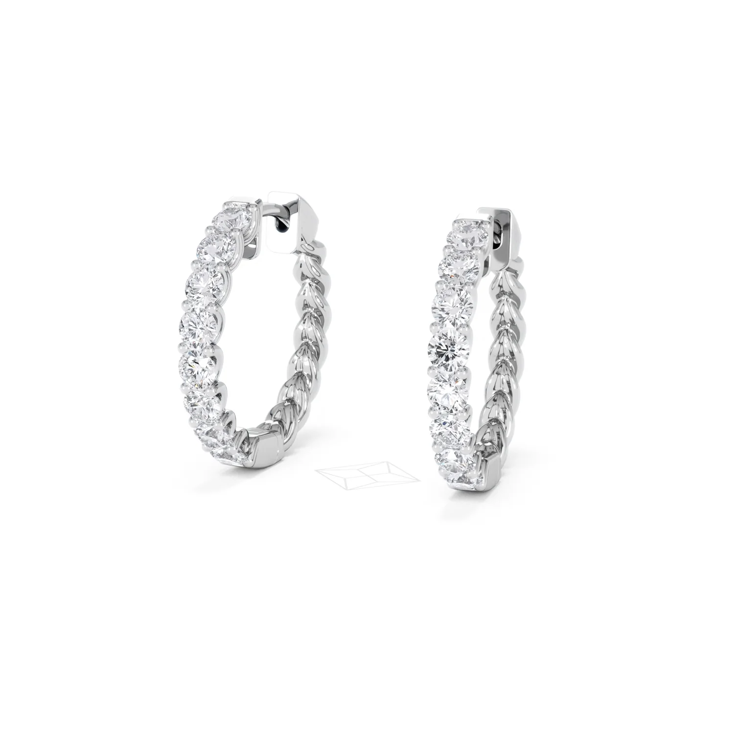 Braided 2.00ct Round Cut Lab Diamond Hoop Earrings in 9K White Gold - Image 84