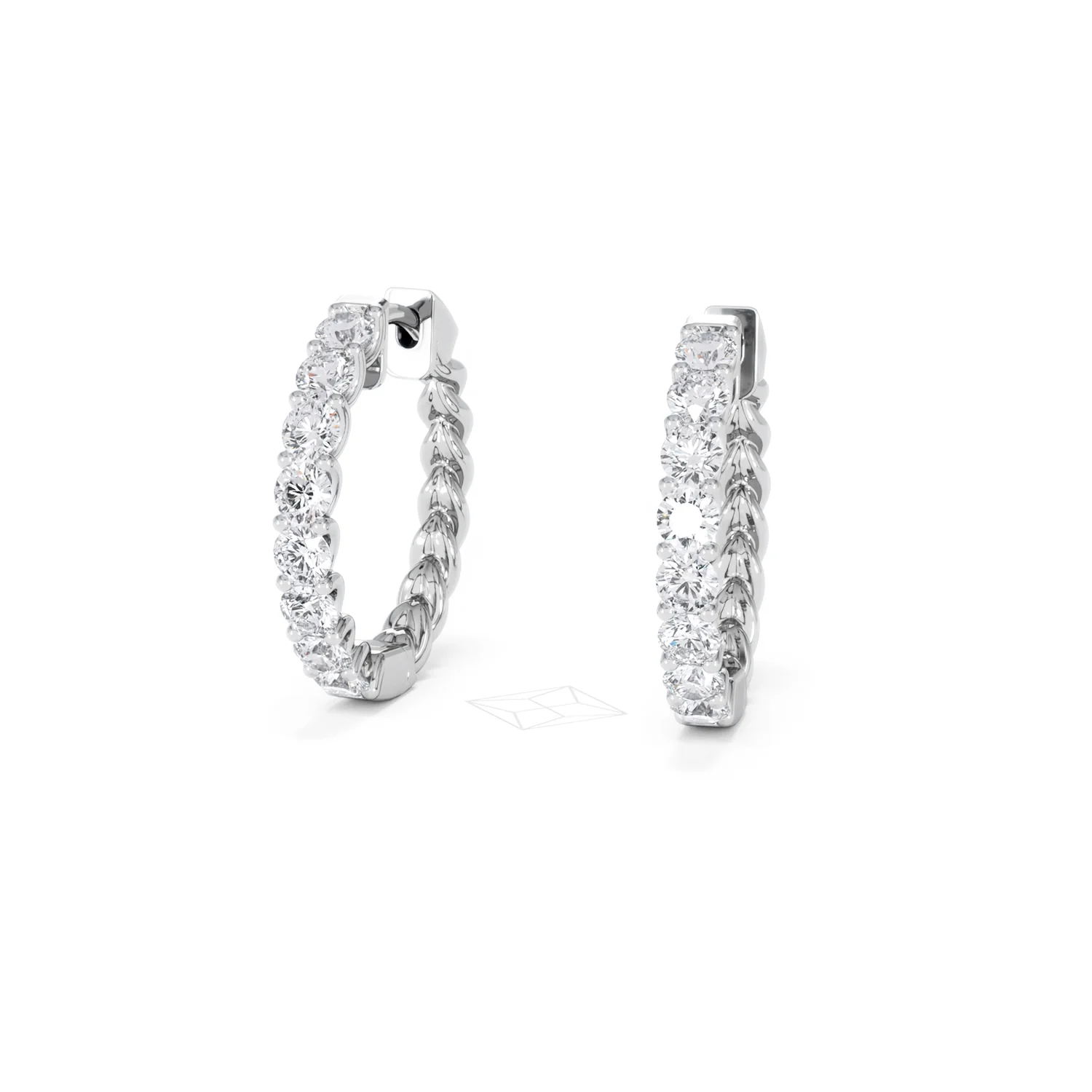 Braided 2.00ct Round Cut Lab Diamond Hoop Earrings in 9K White Gold - Image 85