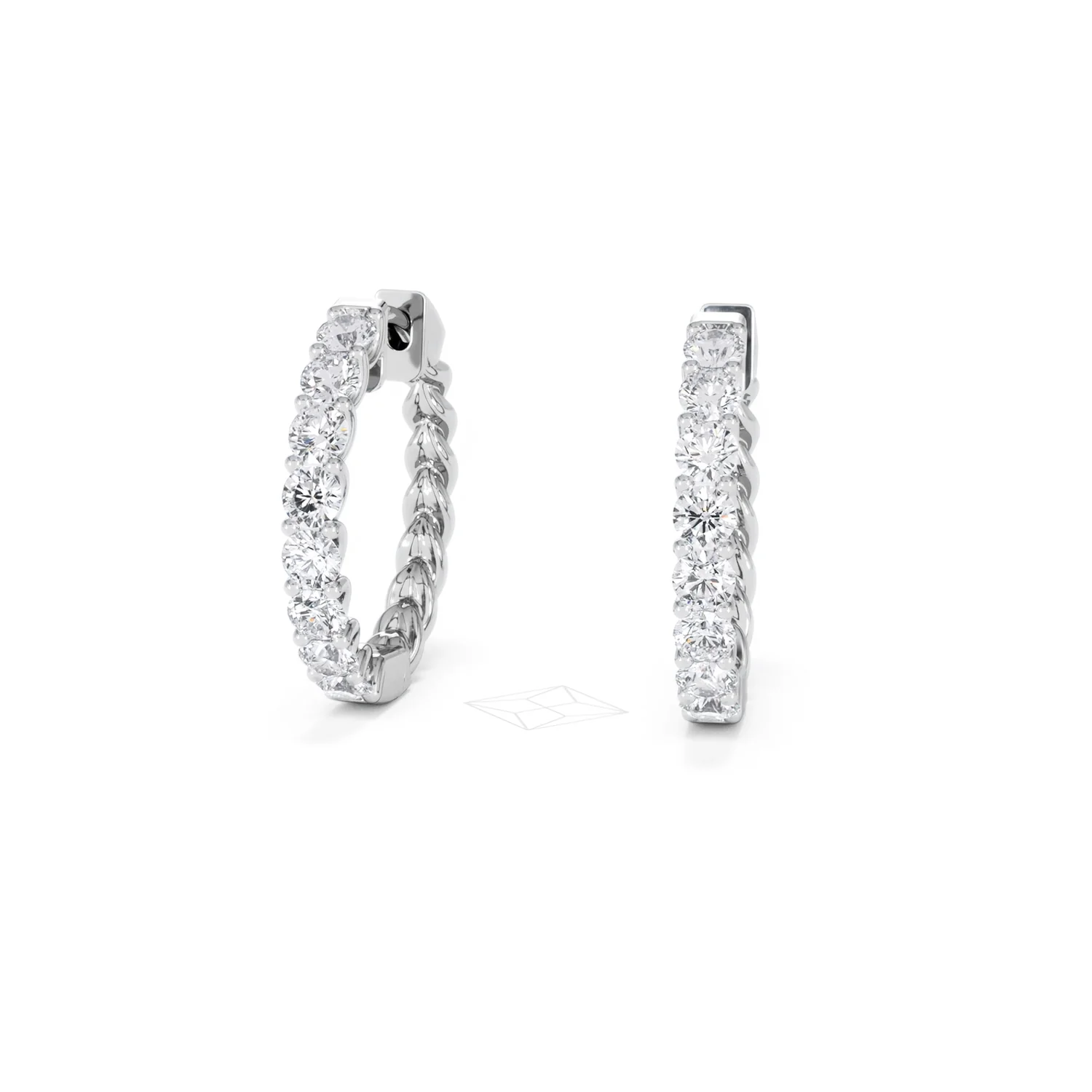 Braided 2.00ct Round Cut Lab Diamond Hoop Earrings in 9K White Gold - Image 86