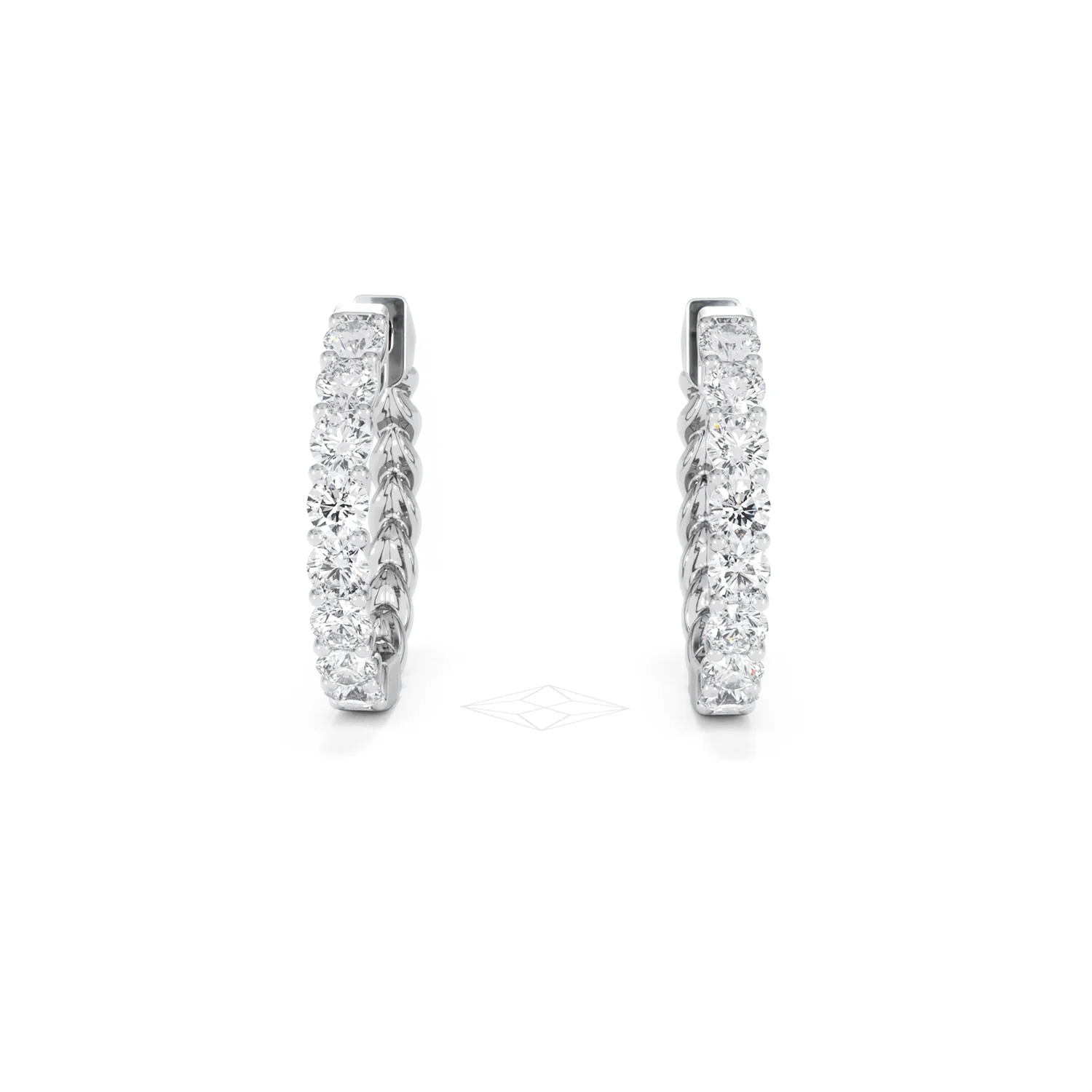 Braided 2.00ct Round Cut Lab Diamond Hoop Earrings in 9K White Gold - Image 88