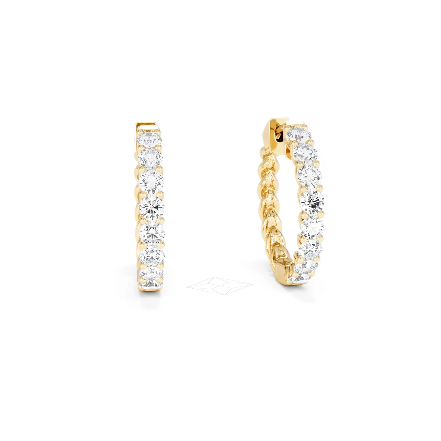 Braided 2.00ct Round Cut Lab Diamond Hoop Earrings in 9K Yellow Gold - Image 11