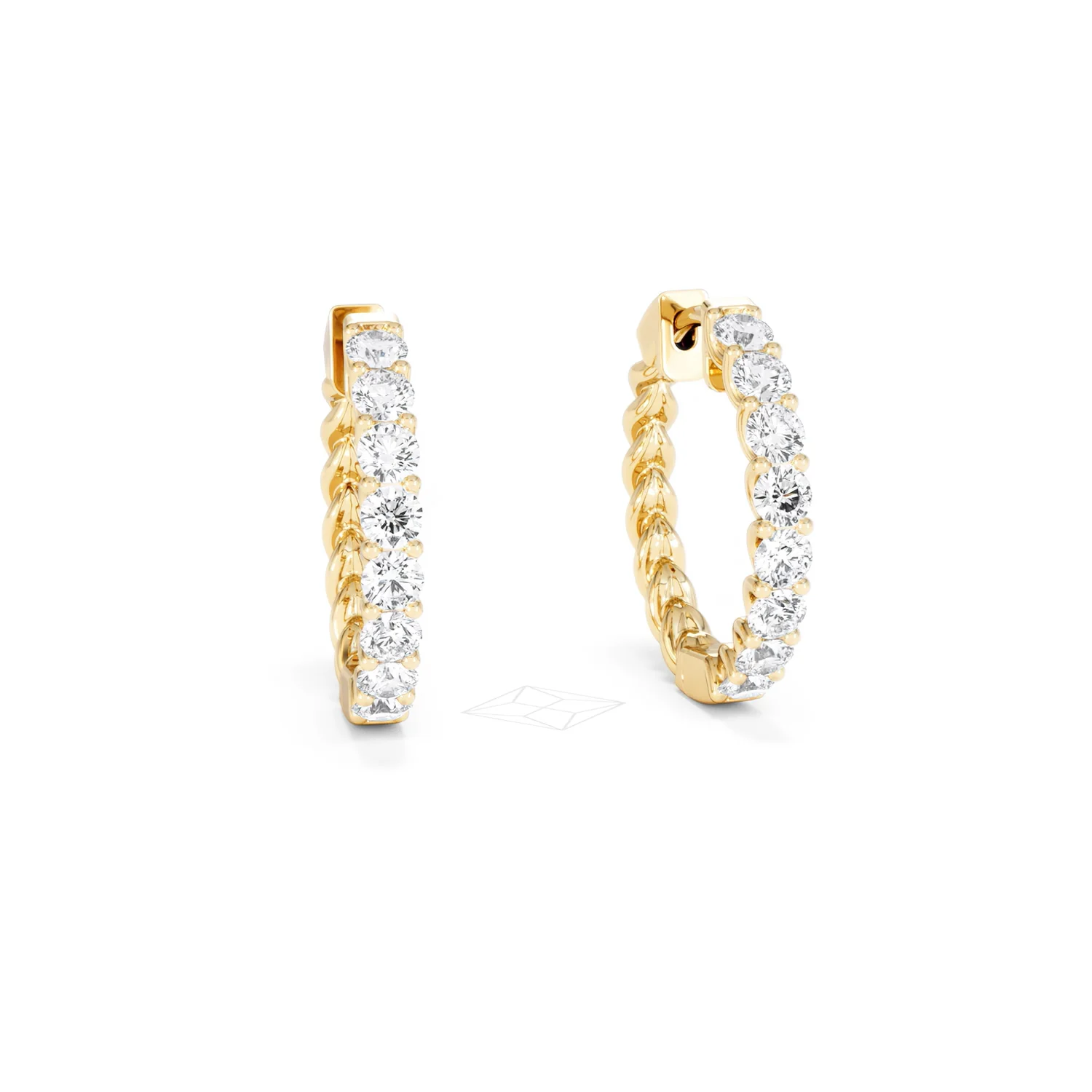 Braided 2.00ct Round Cut Lab Diamond Hoop Earrings in 9K Yellow Gold - Image 12