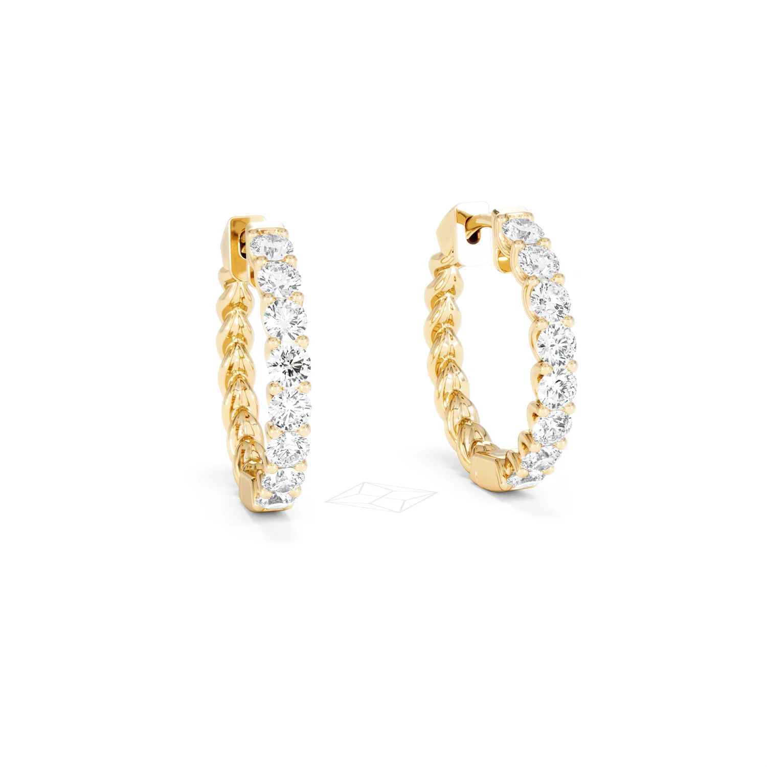 Braided 2.00ct Round Cut Lab Diamond Hoop Earrings in 9K Yellow Gold - Image 13