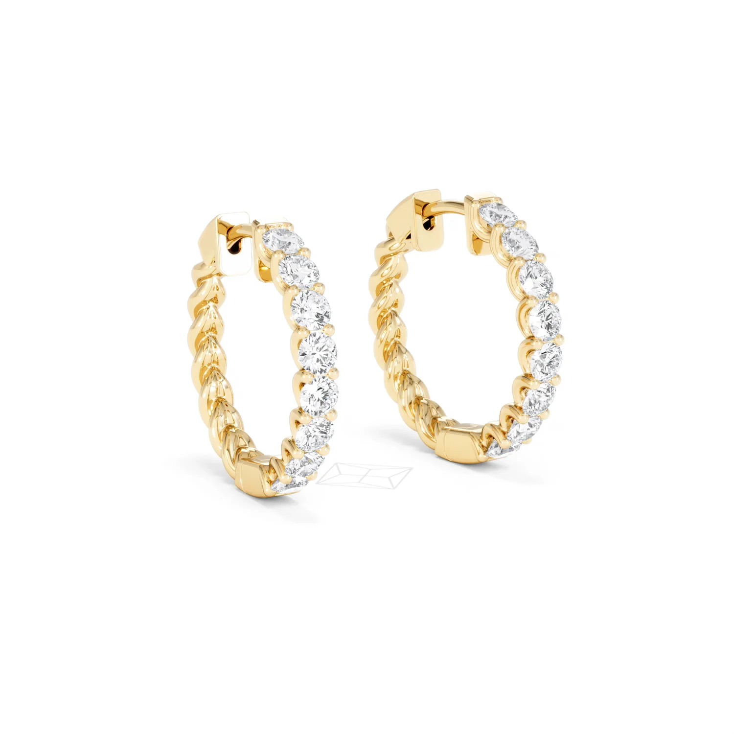 Braided 2.00ct Round Cut Lab Diamond Hoop Earrings in 9K Yellow Gold - Image 16
