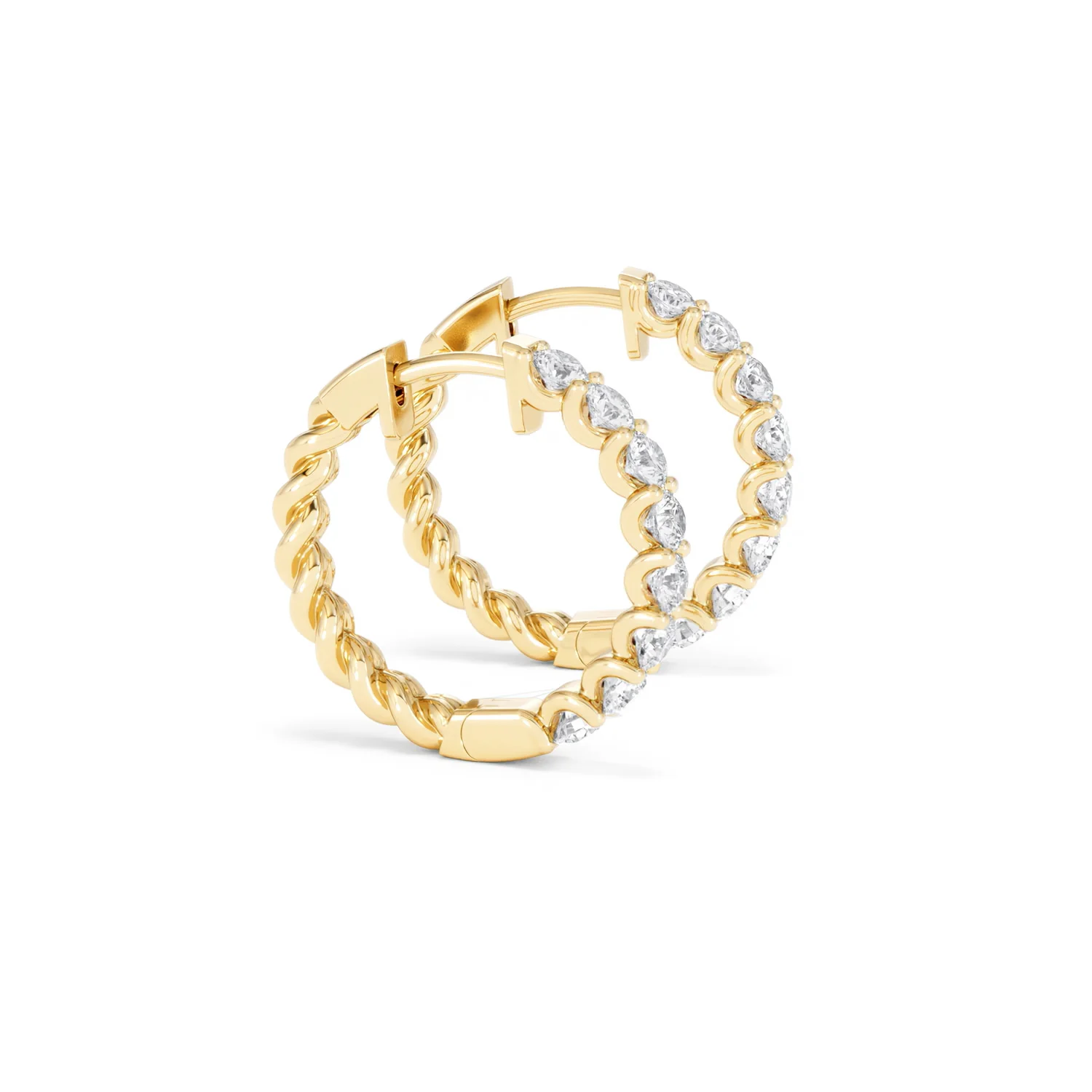 Braided 2.00ct Round Cut Lab Diamond Hoop Earrings in 9K Yellow Gold - Image 25