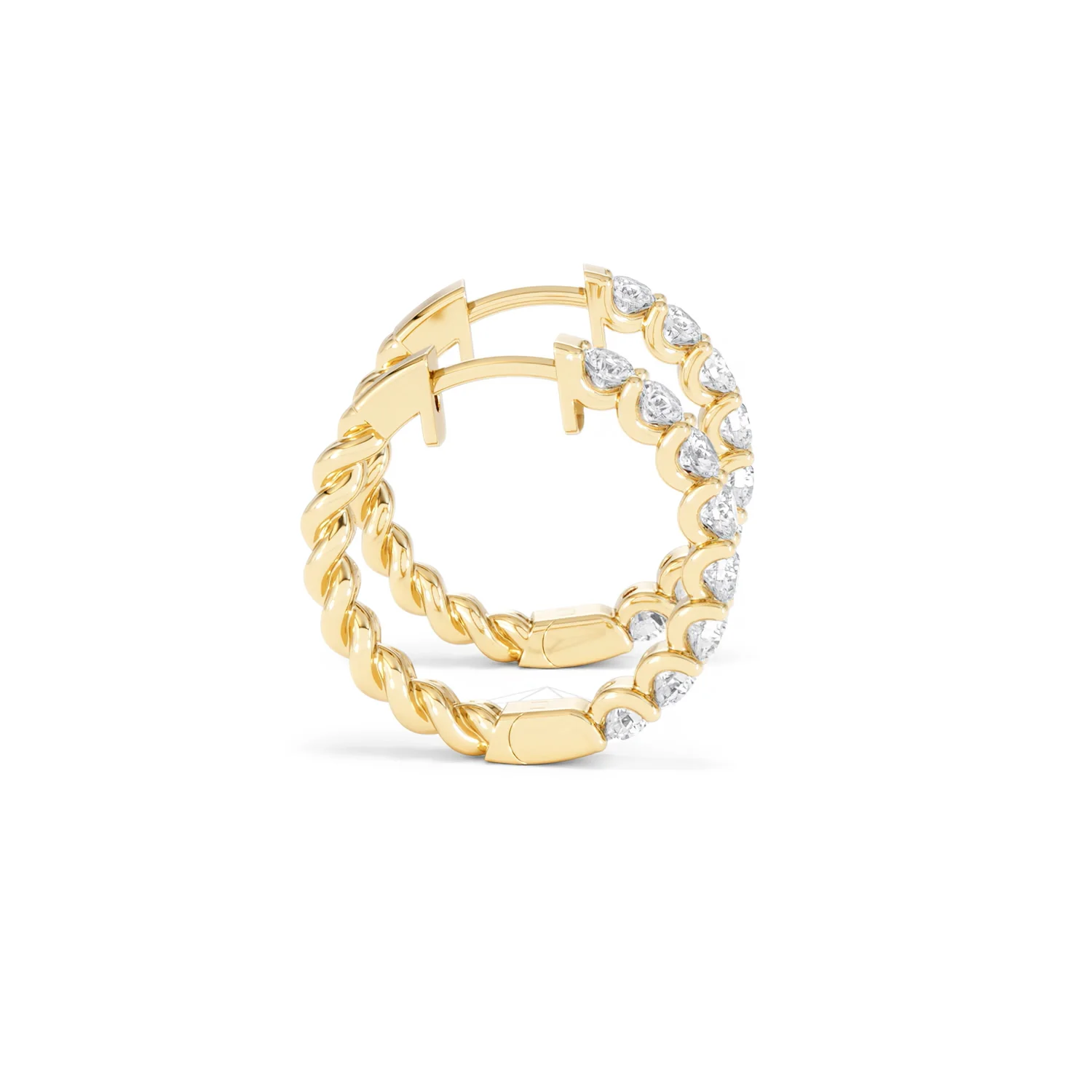 Braided 2.00ct Round Cut Lab Diamond Hoop Earrings in 9K Yellow Gold - Image 28