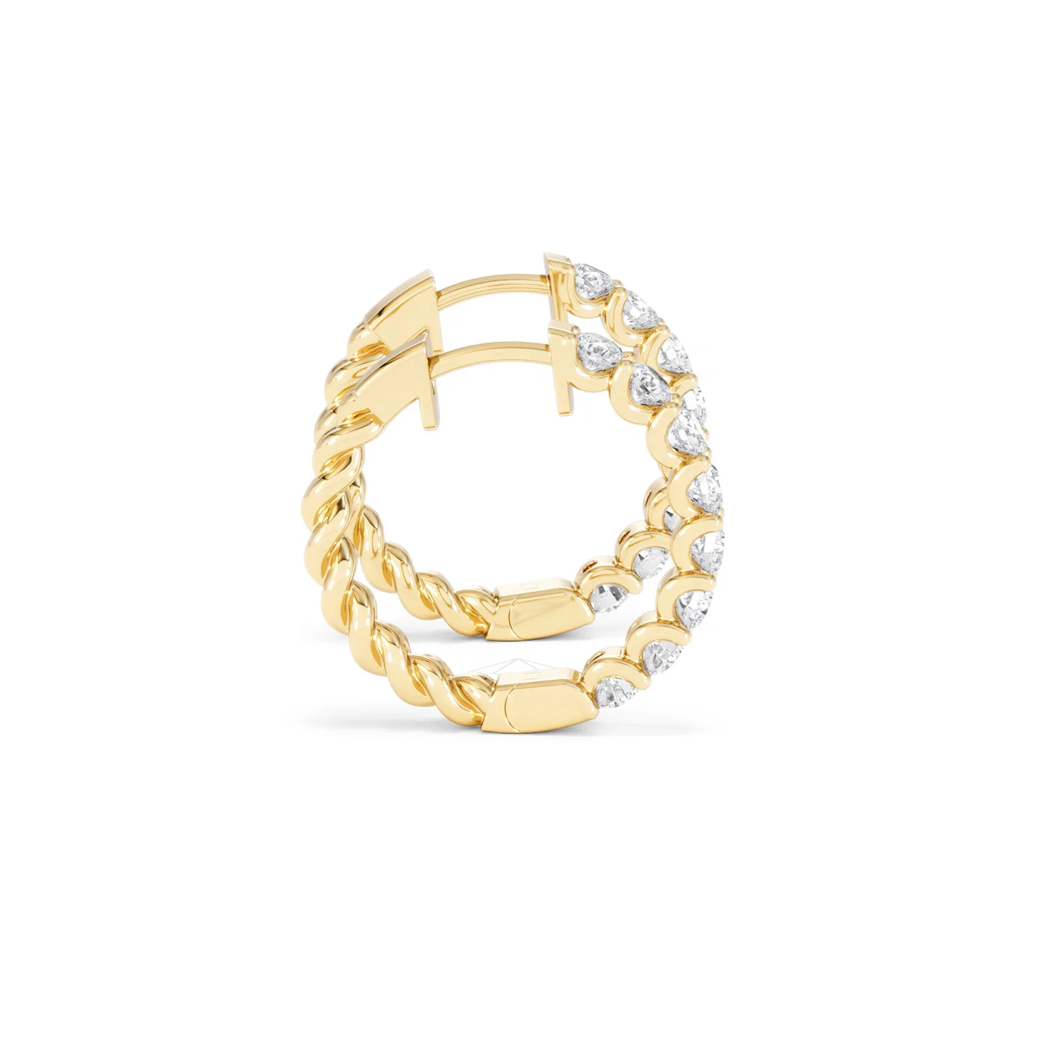 Braided 2.00ct Round Cut Lab Diamond Hoop Earrings in 9K Yellow Gold - Image 29