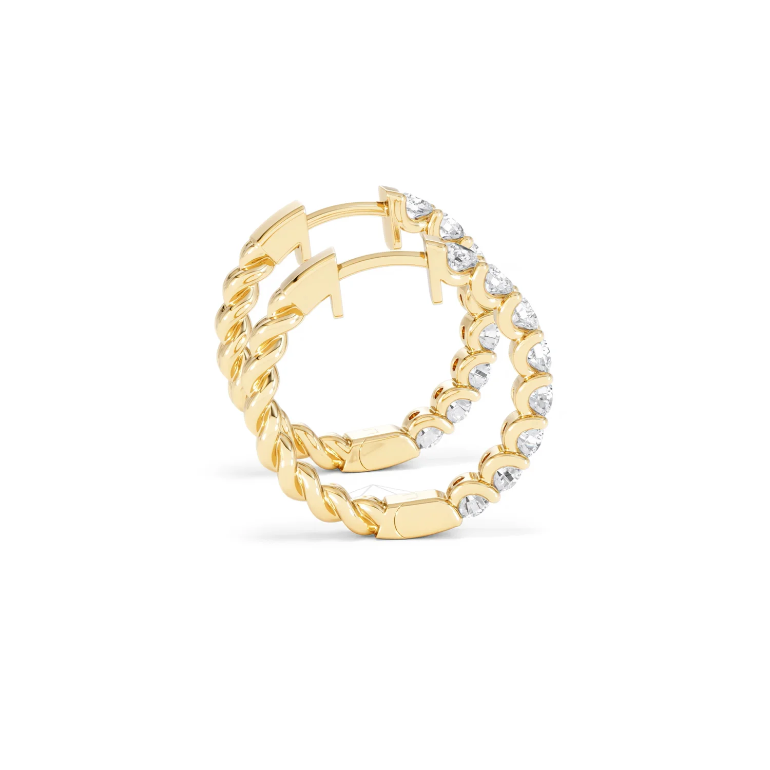 Braided 2.00ct Round Cut Lab Diamond Hoop Earrings in 9K Yellow Gold - Image 31