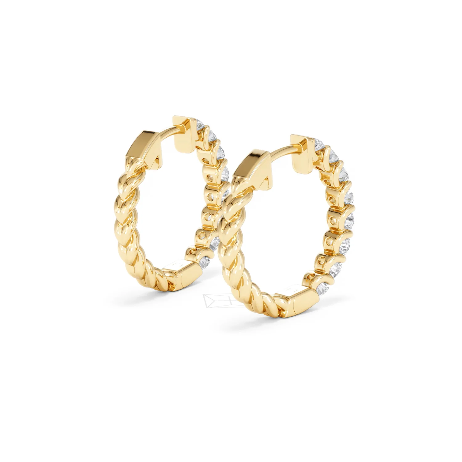 Braided 2.00ct Round Cut Lab Diamond Hoop Earrings in 9K Yellow Gold - Image 40