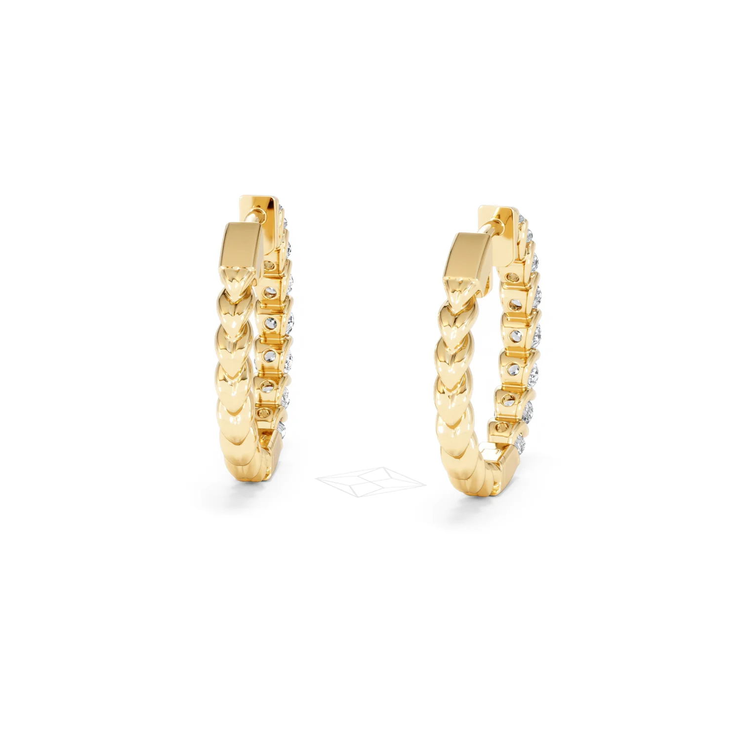 Braided 2.00ct Round Cut Lab Diamond Hoop Earrings in 9K Yellow Gold - Image 46