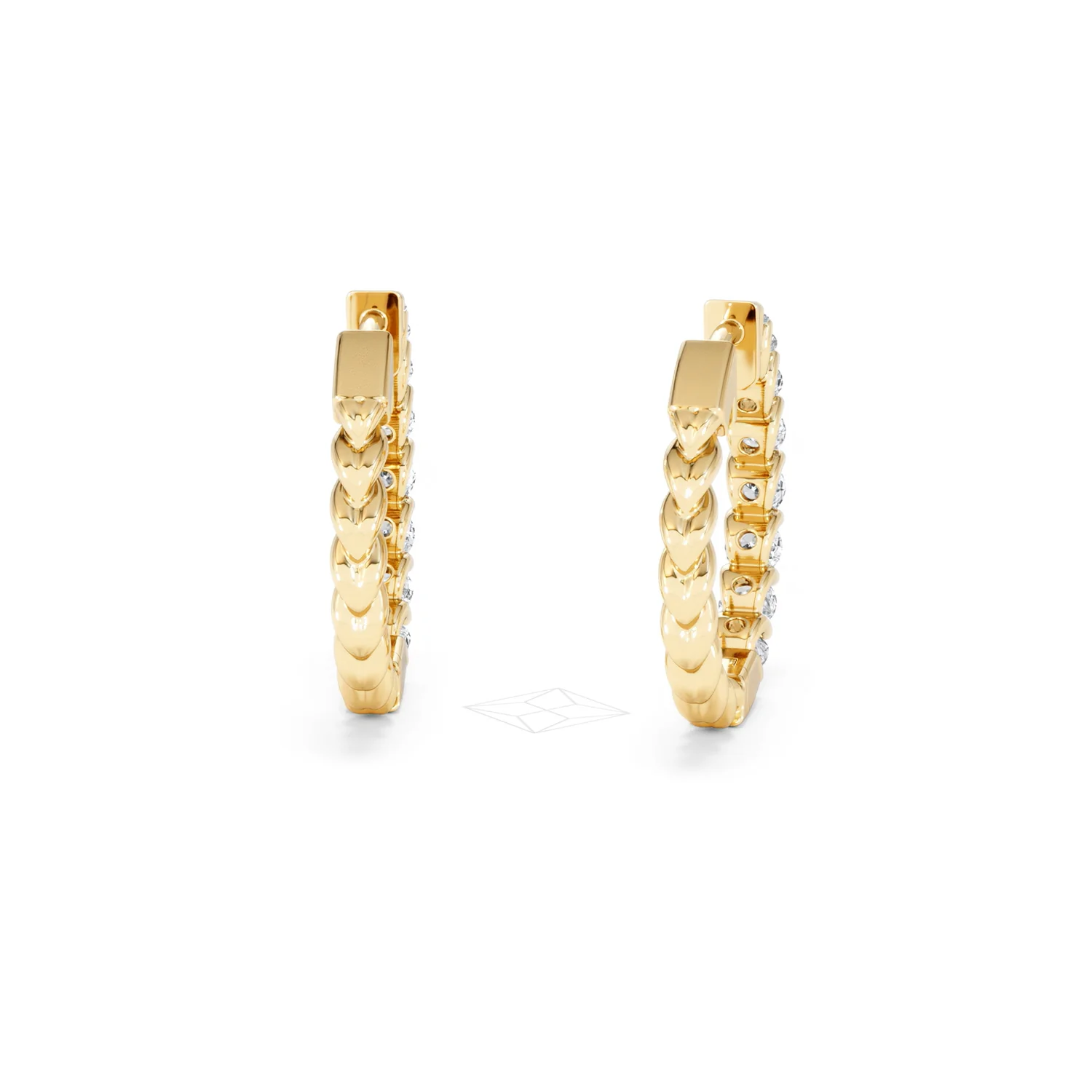 Braided 2.00ct Round Cut Lab Diamond Hoop Earrings in 9K Yellow Gold - Image 47
