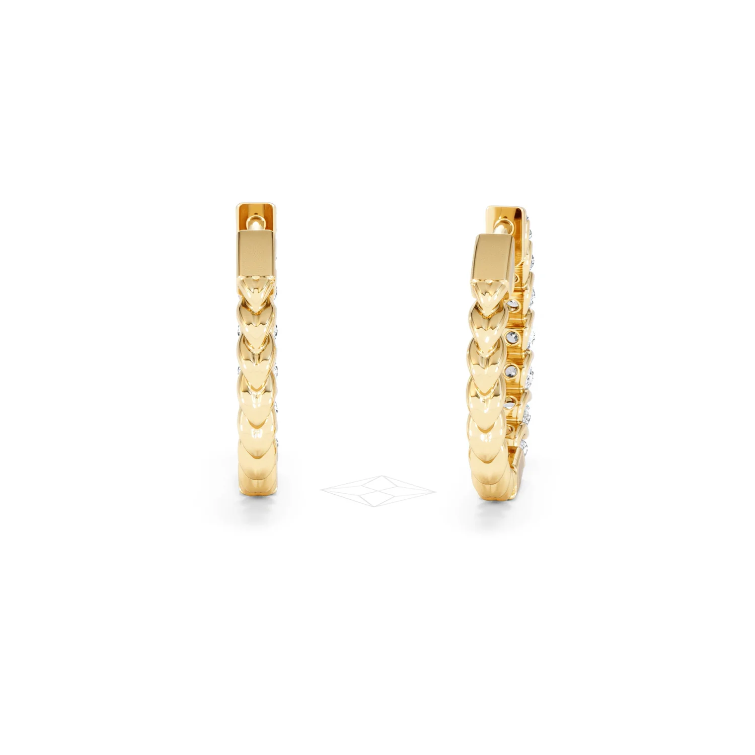 Braided 2.00ct Round Cut Lab Diamond Hoop Earrings in 9K Yellow Gold - Image 48