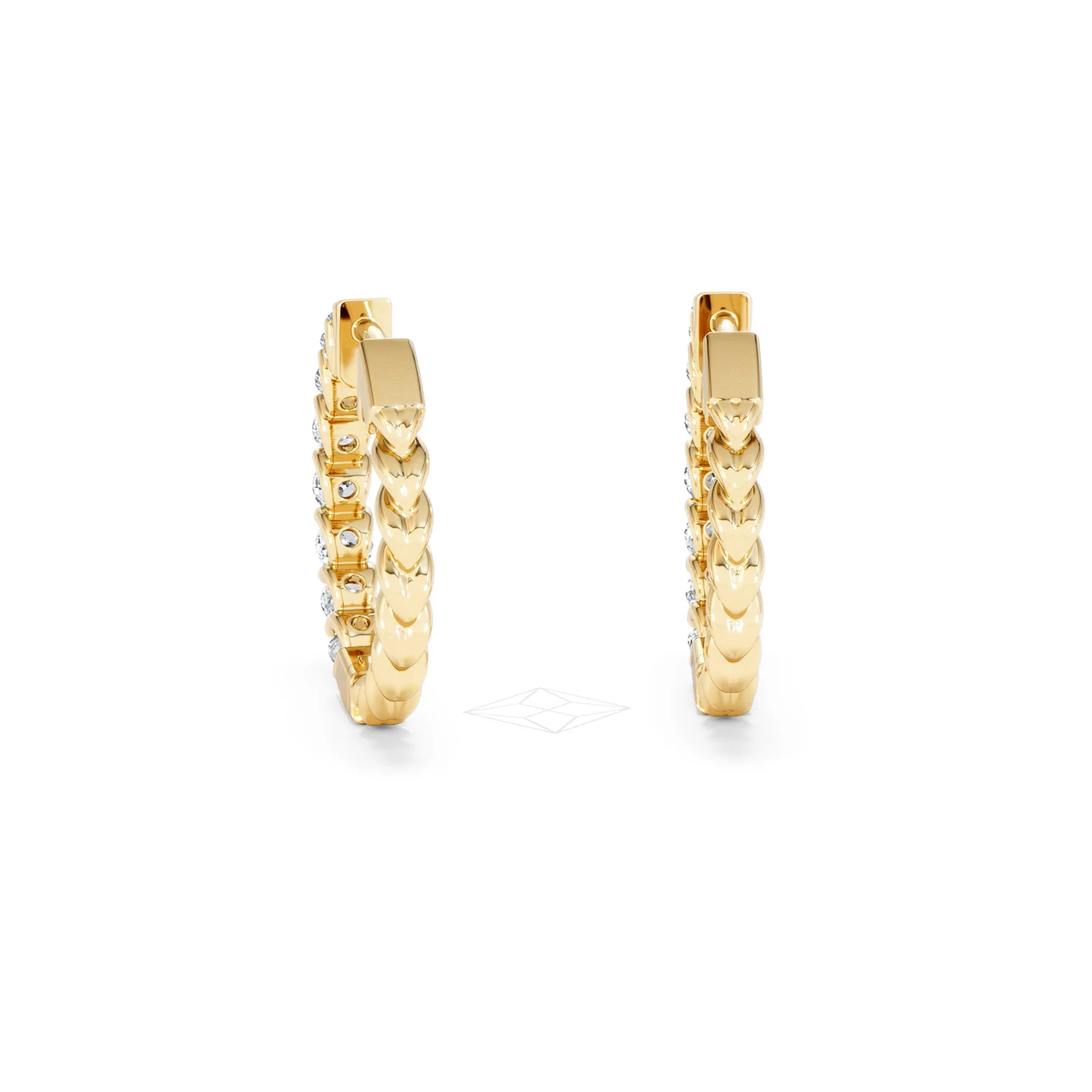 Braided 2.00ct Round Cut Lab Diamond Hoop Earrings in 9K Yellow Gold - Image 50