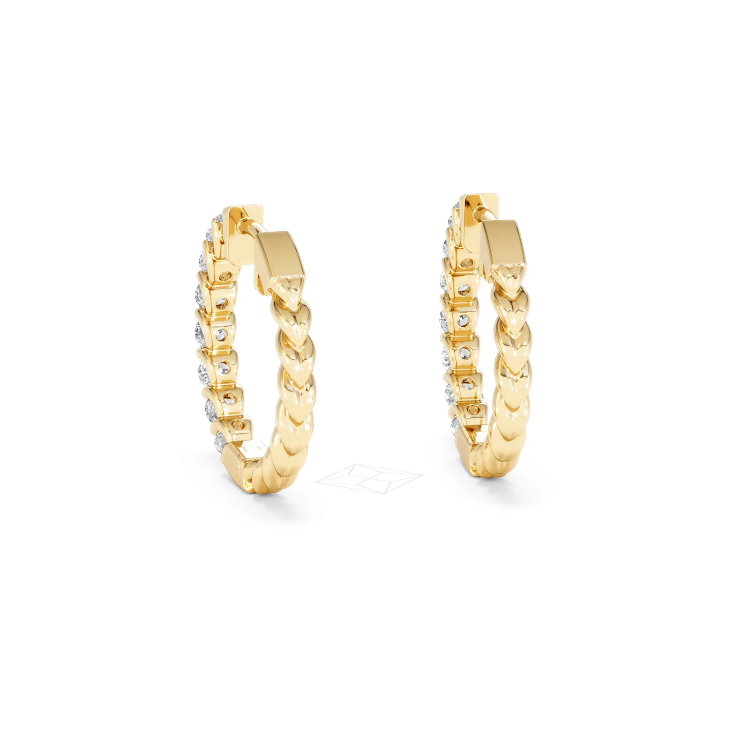 Braided 2.00ct Round Cut Lab Diamond Hoop Earrings in 9K Yellow Gold - Image 52