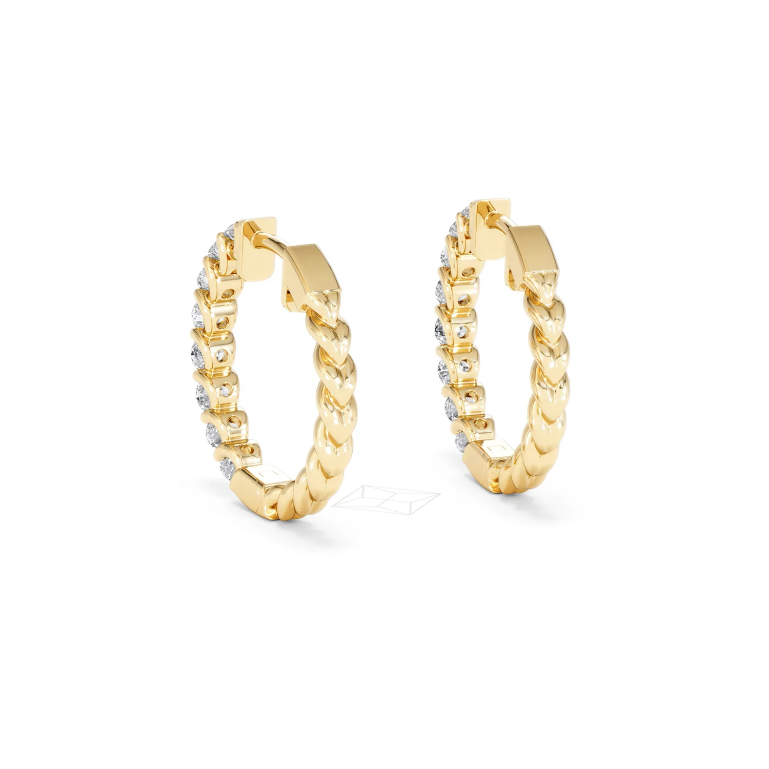 Braided 2.00ct Round Cut Lab Diamond Hoop Earrings in 9K Yellow Gold - Image 54
