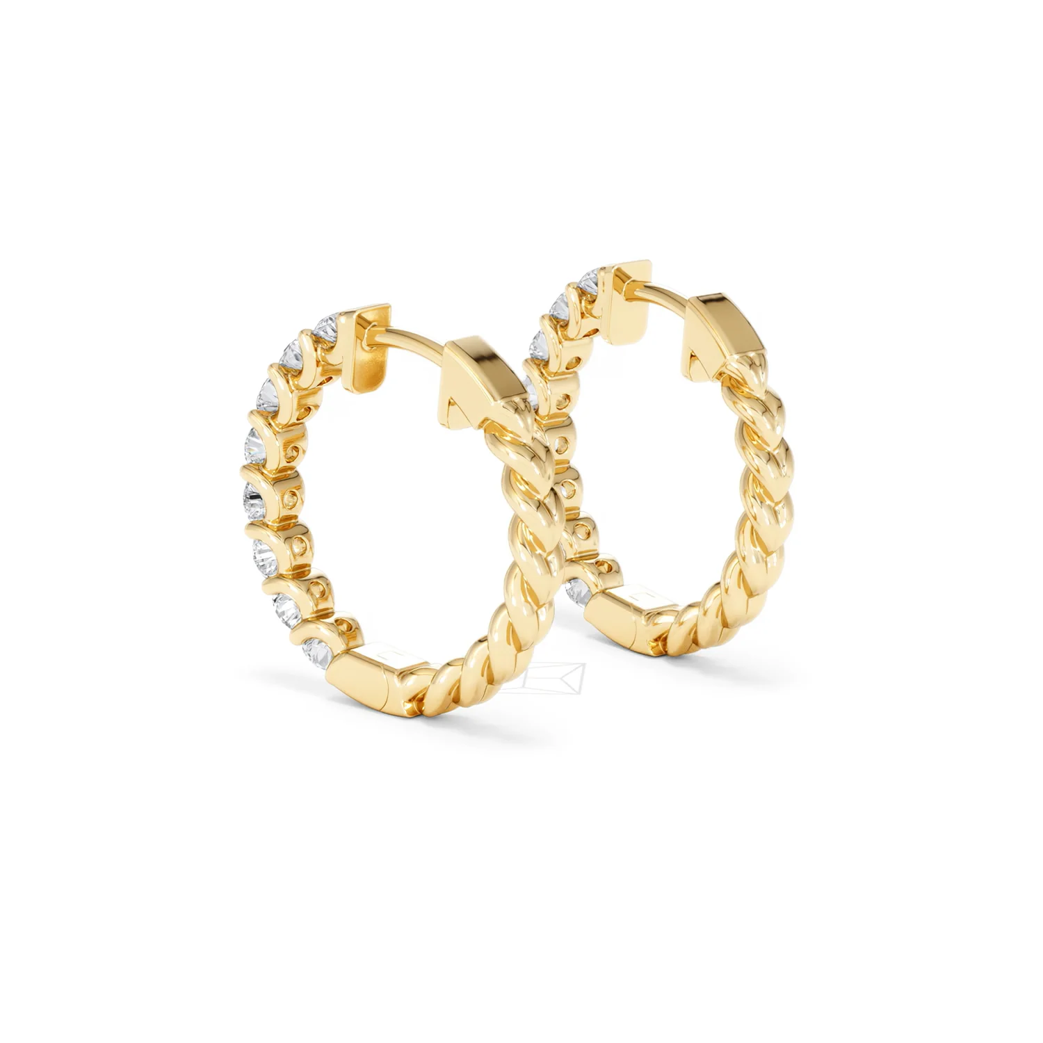 Braided 2.00ct Round Cut Lab Diamond Hoop Earrings in 9K Yellow Gold - Image 58