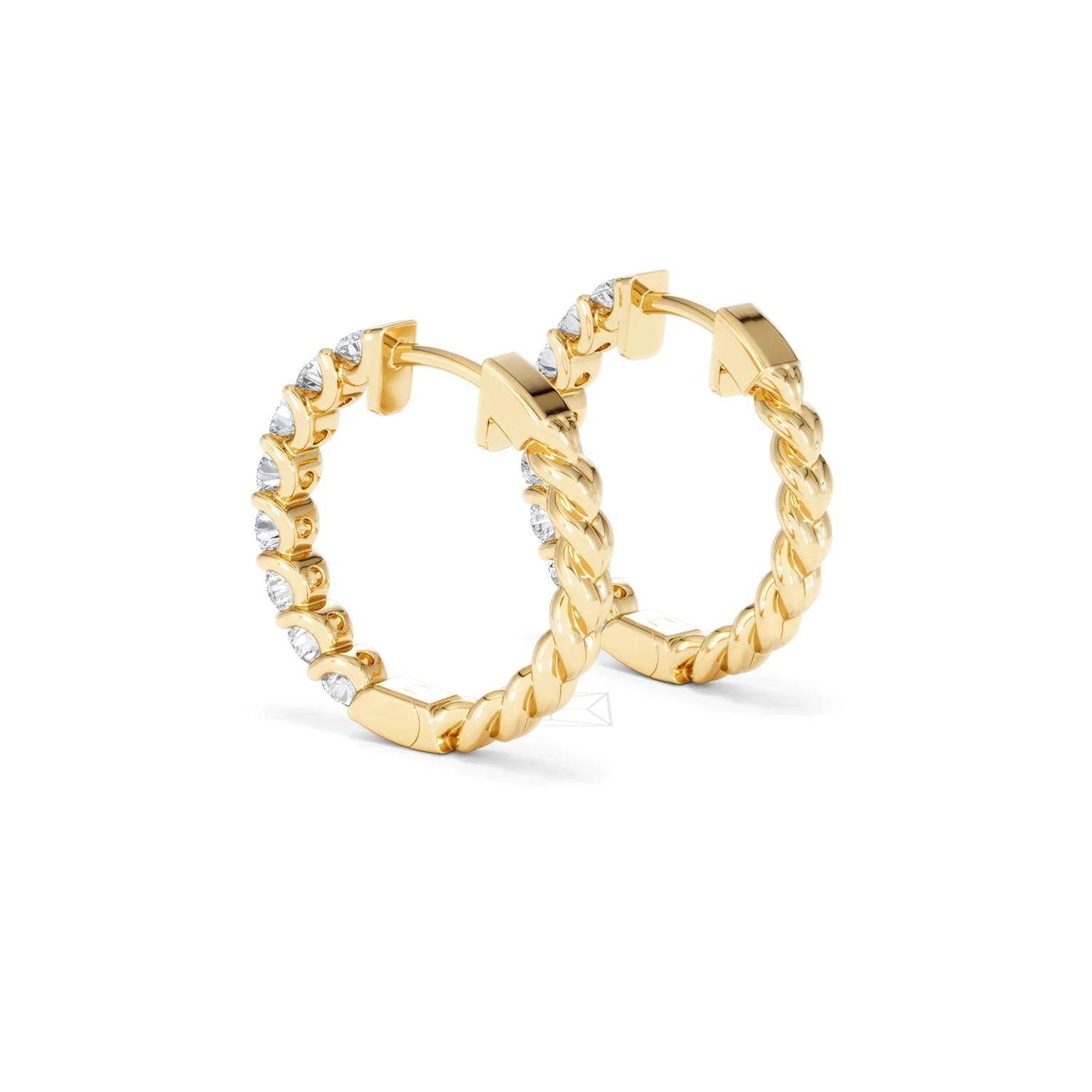 Braided 2.00ct Round Cut Lab Diamond Hoop Earrings in 9K Yellow Gold - Image 59