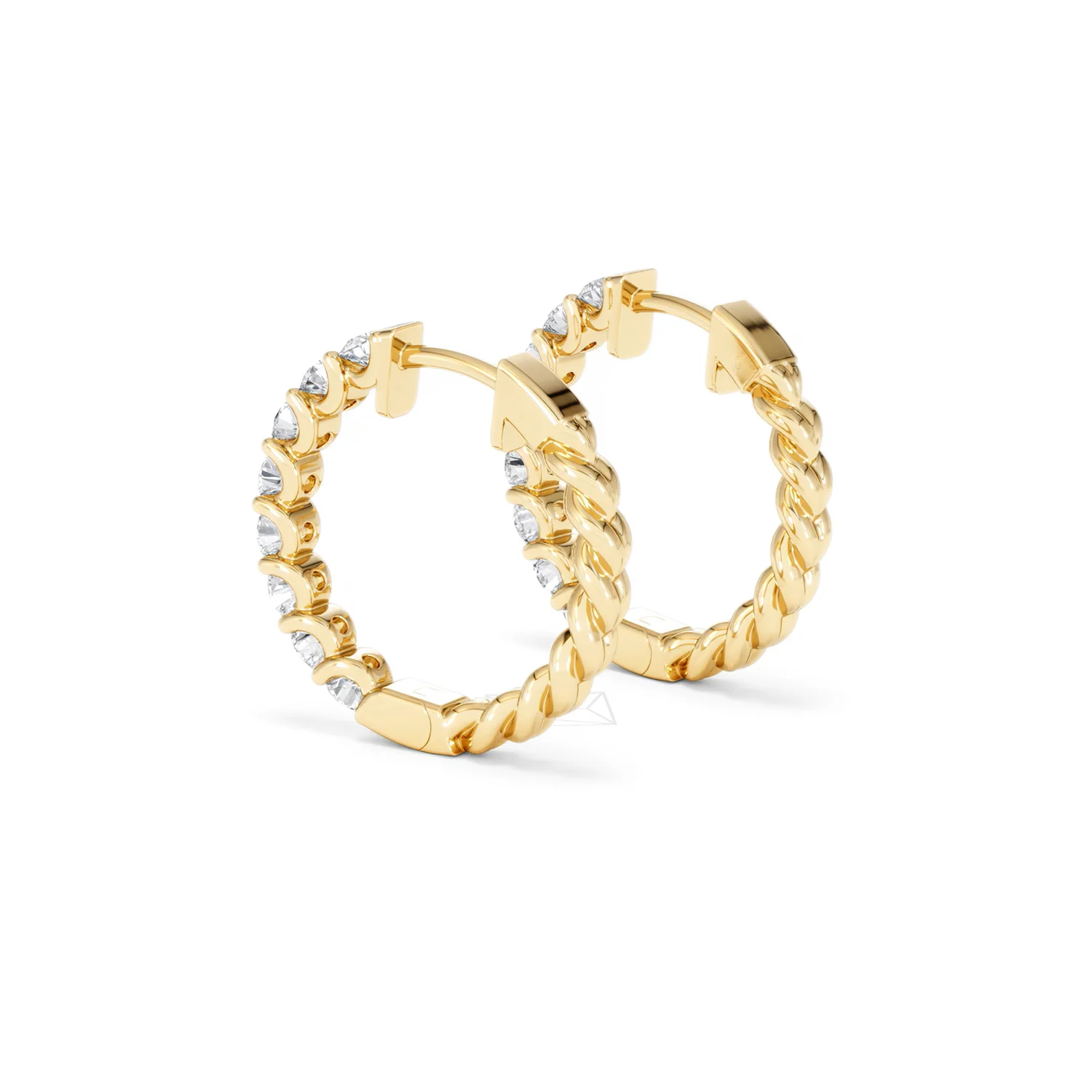 Braided 2.00ct Round Cut Lab Diamond Hoop Earrings in 9K Yellow Gold - Image 60