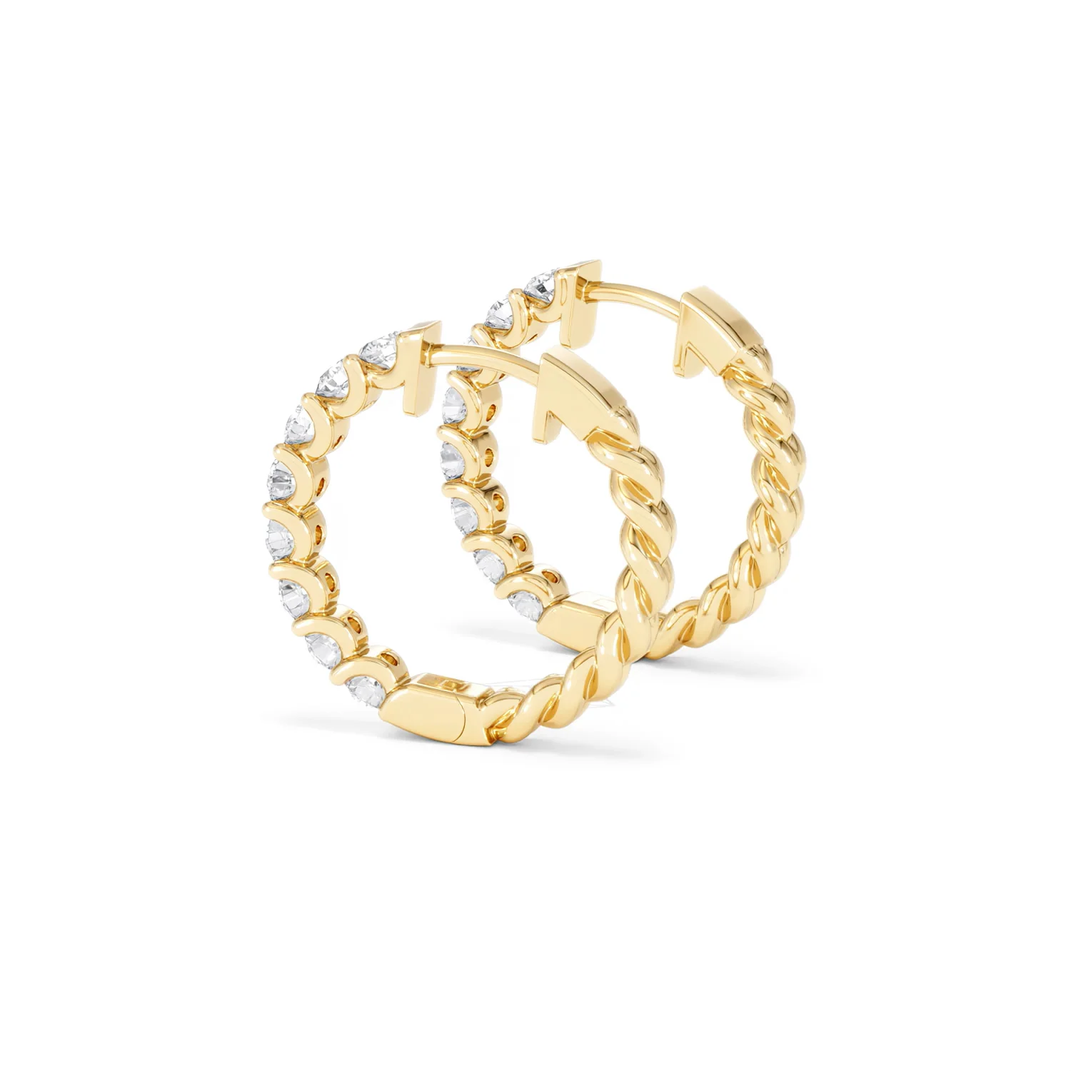 Braided 2.00ct Round Cut Lab Diamond Hoop Earrings in 9K Yellow Gold - Image 63