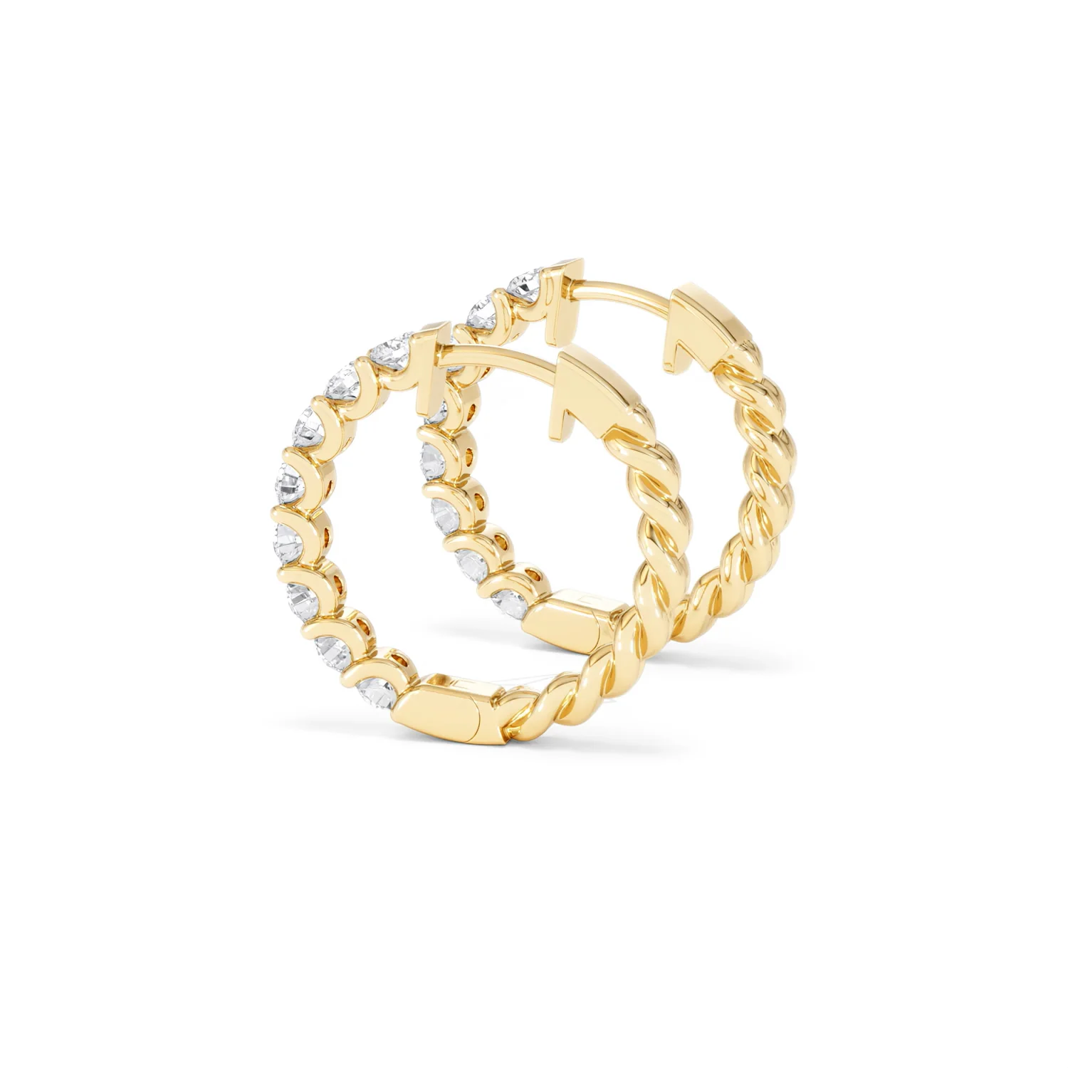 Braided 2.00ct Round Cut Lab Diamond Hoop Earrings in 9K Yellow Gold - Image 64