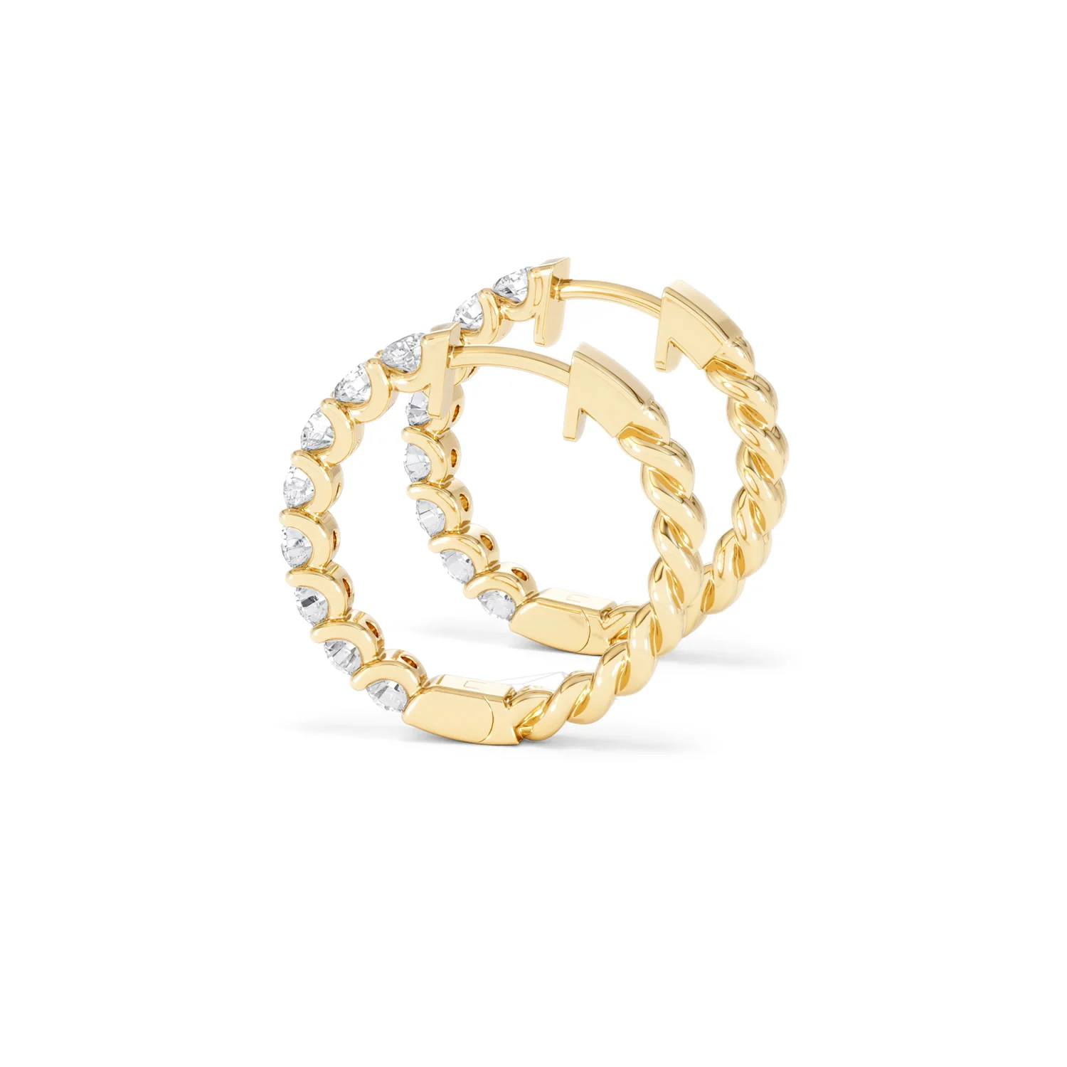 Braided 2.00ct Round Cut Lab Diamond Hoop Earrings in 9K Yellow Gold - Image 65