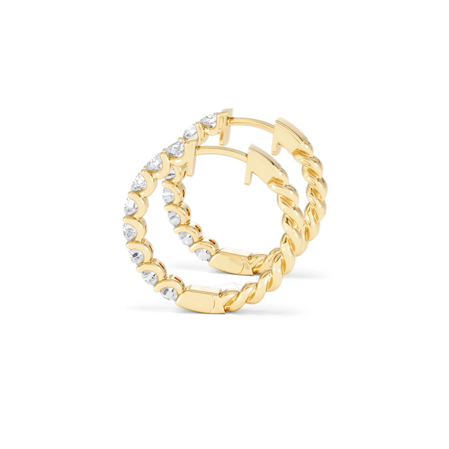 Braided 2.00ct Round Cut Lab Diamond Hoop Earrings in 9K Yellow Gold - Image 66