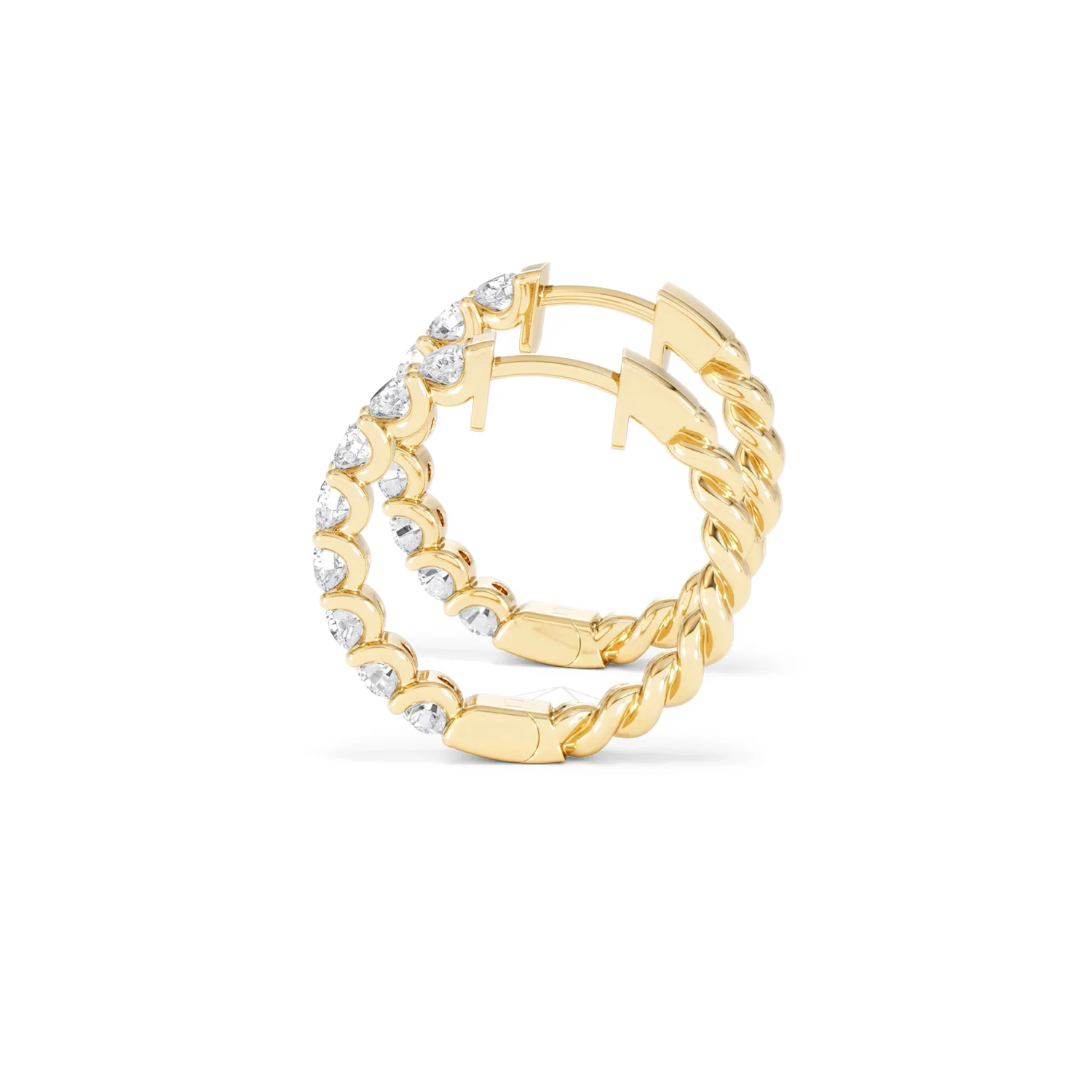 Braided 2.00ct Round Cut Lab Diamond Hoop Earrings in 9K Yellow Gold - Image 67