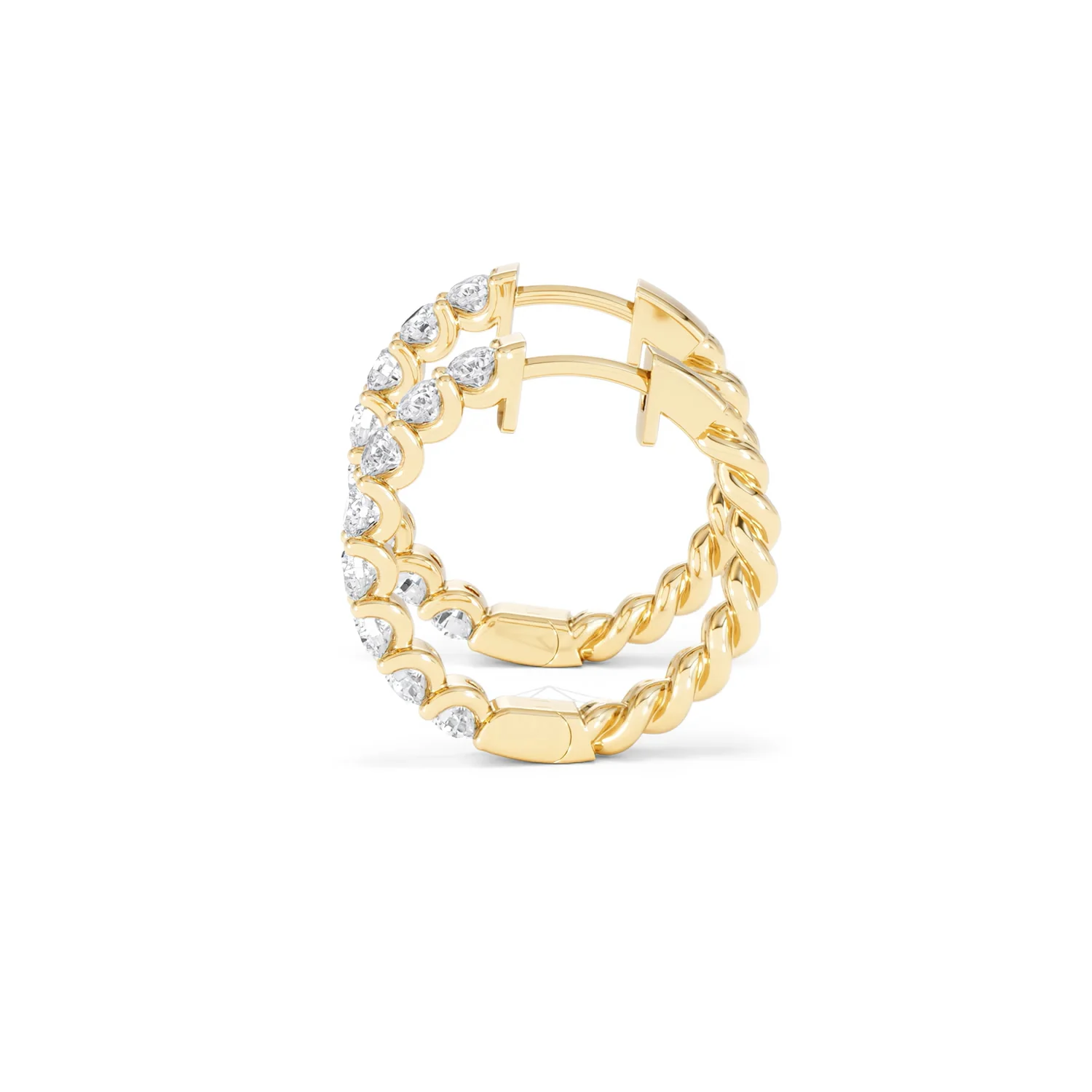 Braided 2.00ct Round Cut Lab Diamond Hoop Earrings in 9K Yellow Gold - Image 69