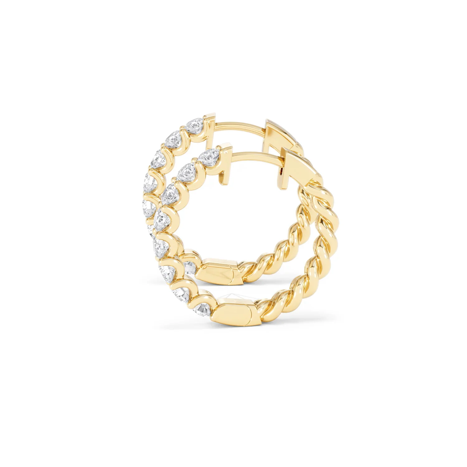 Braided 2.00ct Round Cut Lab Diamond Hoop Earrings in 9K Yellow Gold - Image 70