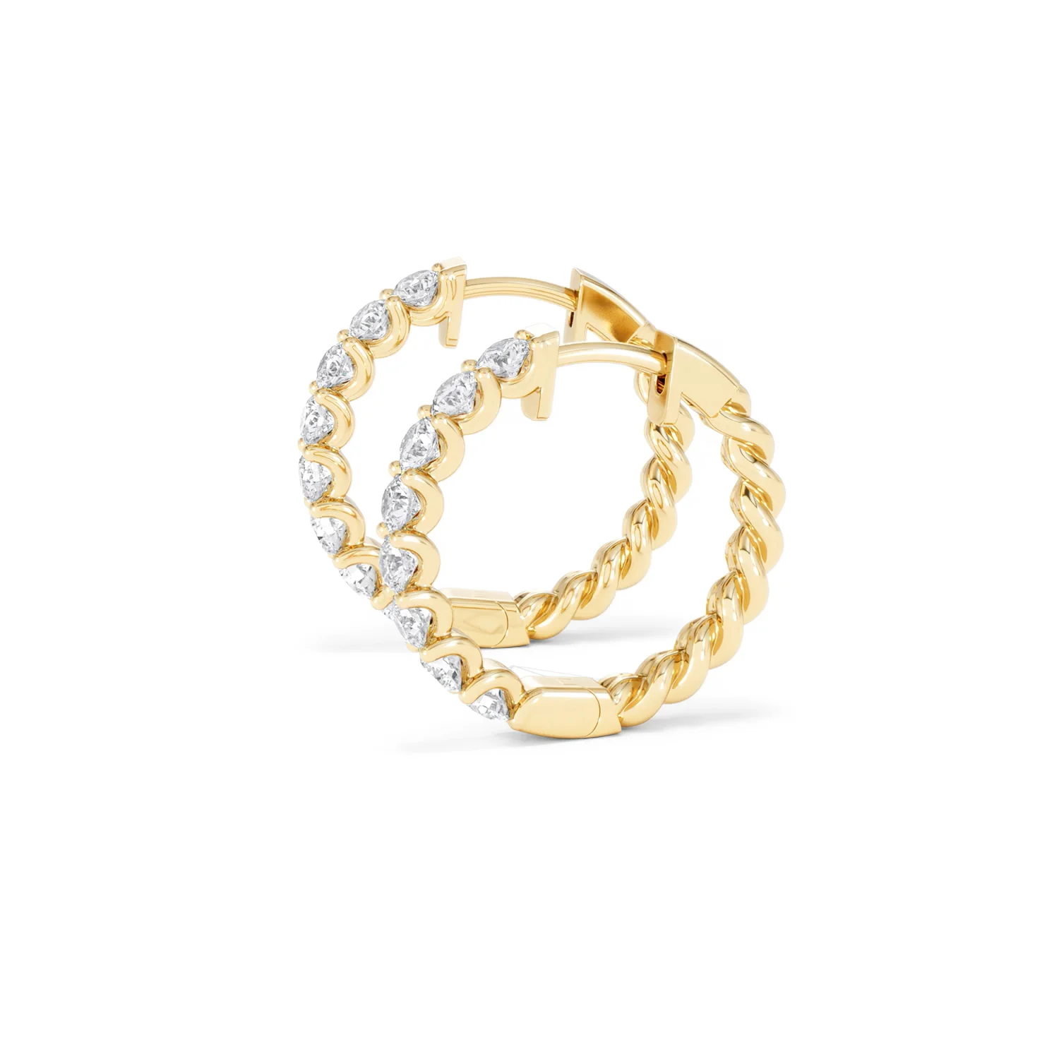 Braided 2.00ct Round Cut Lab Diamond Hoop Earrings in 9K Yellow Gold - Image 72