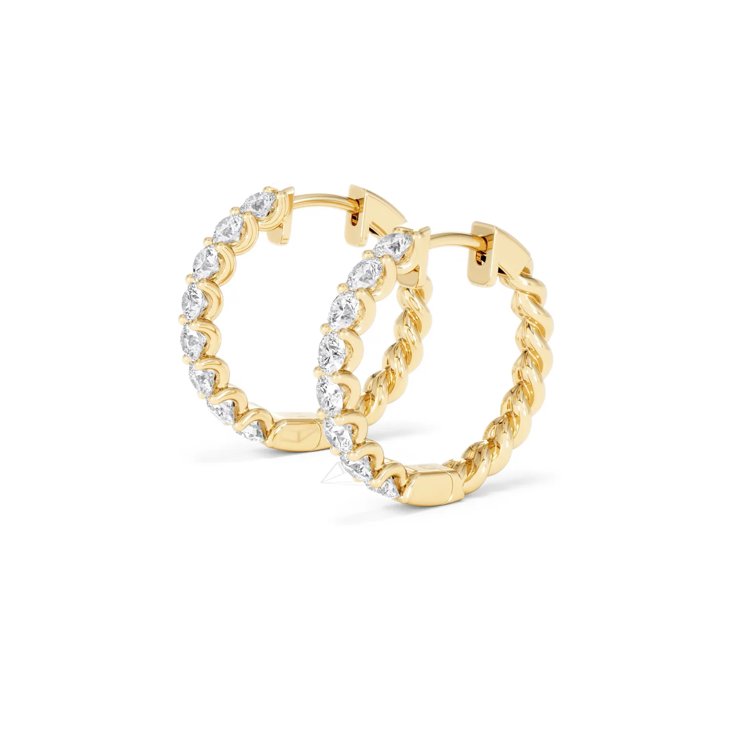 Braided 2.00ct Round Cut Lab Diamond Hoop Earrings in 9K Yellow Gold - Image 76