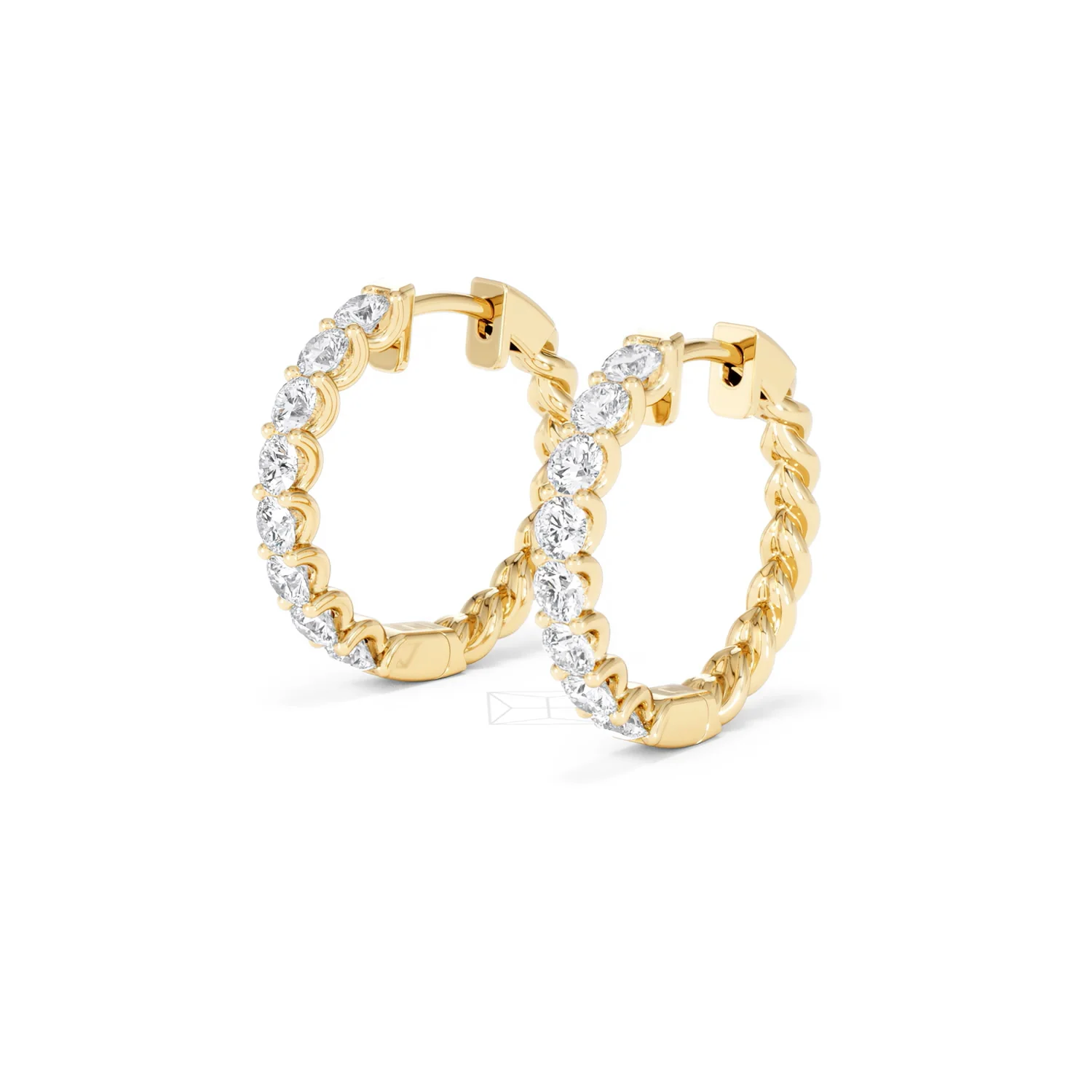 Braided 2.00ct Round Cut Lab Diamond Hoop Earrings in 9K Yellow Gold - Image 79