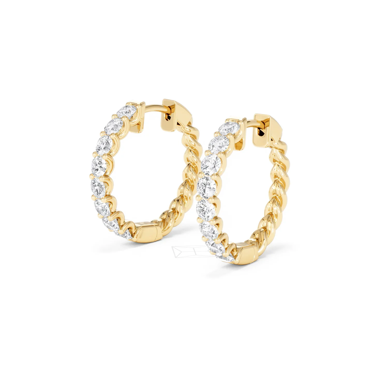 Braided 2.00ct Round Cut Lab Diamond Hoop Earrings in 9K Yellow Gold - Image 80