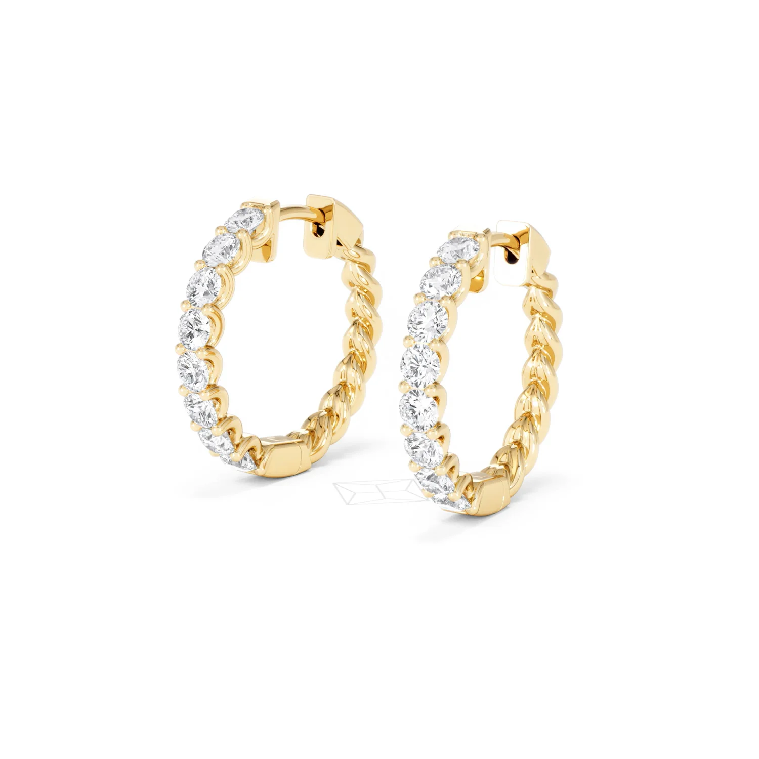 Braided 2.00ct Round Cut Lab Diamond Hoop Earrings in 9K Yellow Gold - Image 81