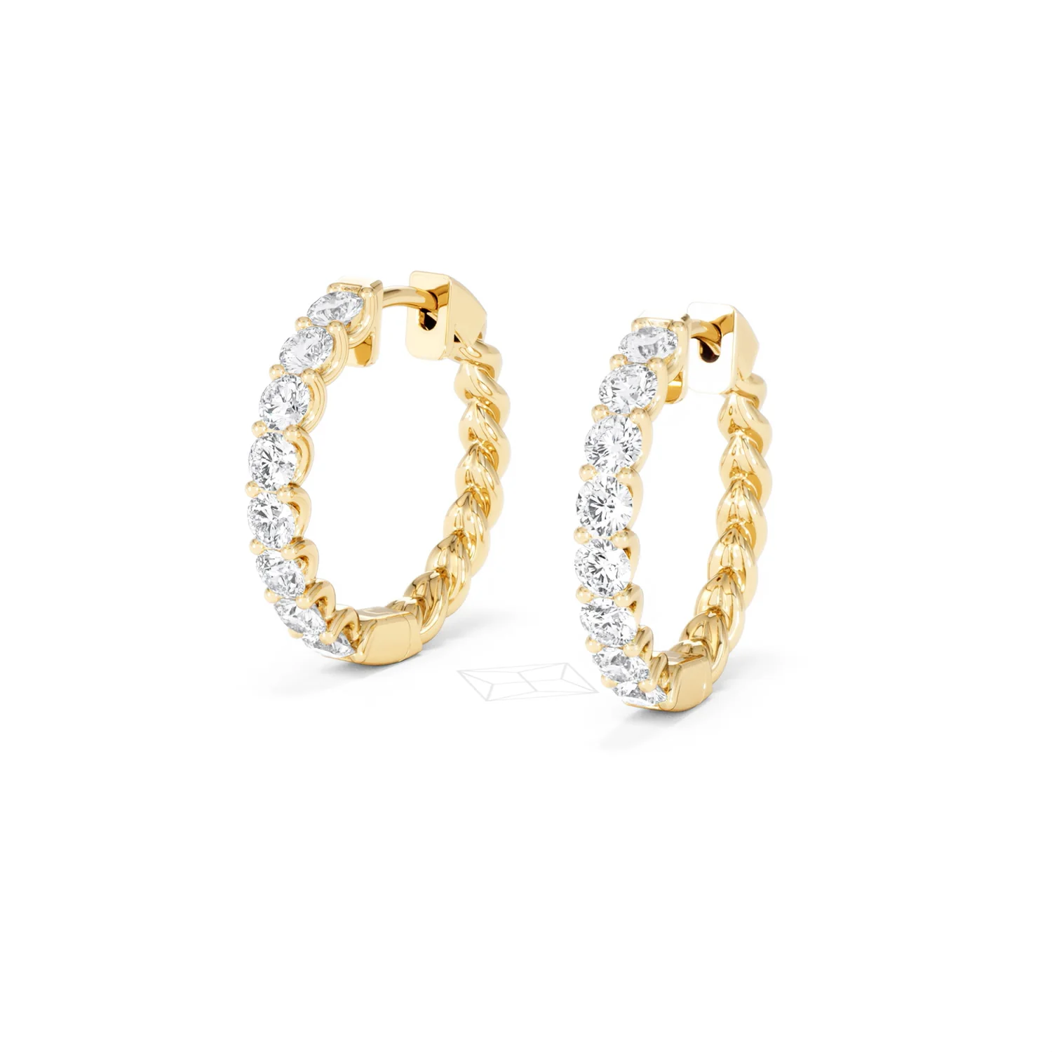 Braided 2.00ct Round Cut Lab Diamond Hoop Earrings in 9K Yellow Gold - Image 82