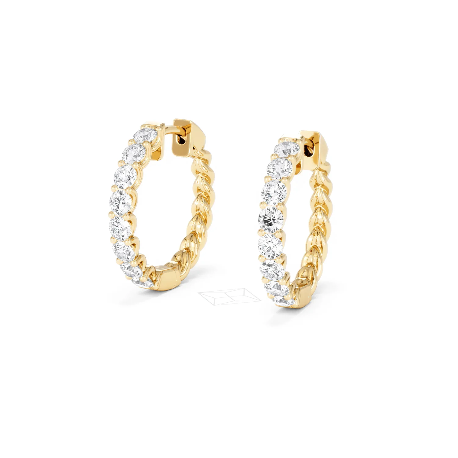 Braided 2.00ct Round Cut Lab Diamond Hoop Earrings in 9K Yellow Gold - Image 83