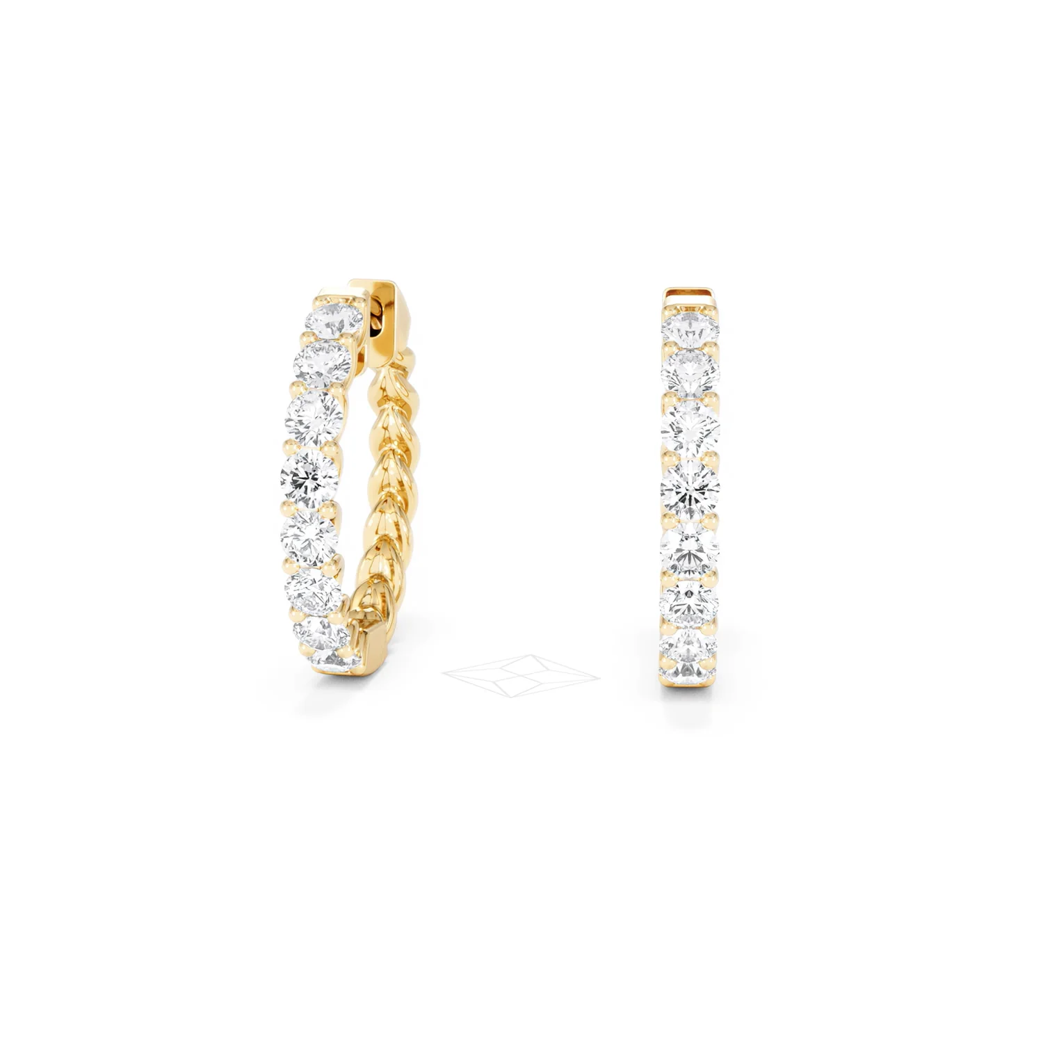Braided 2.00ct Round Cut Lab Diamond Hoop Earrings in 9K Yellow Gold - Image 87