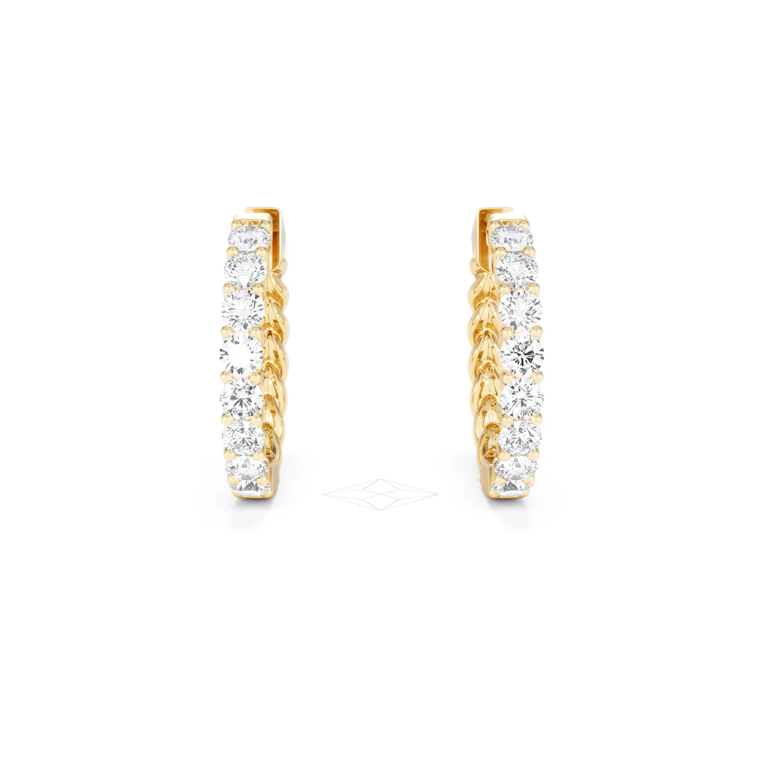 Braided 2.00ct Round Cut Lab Diamond Hoop Earrings in 9K Yellow Gold - Image 9