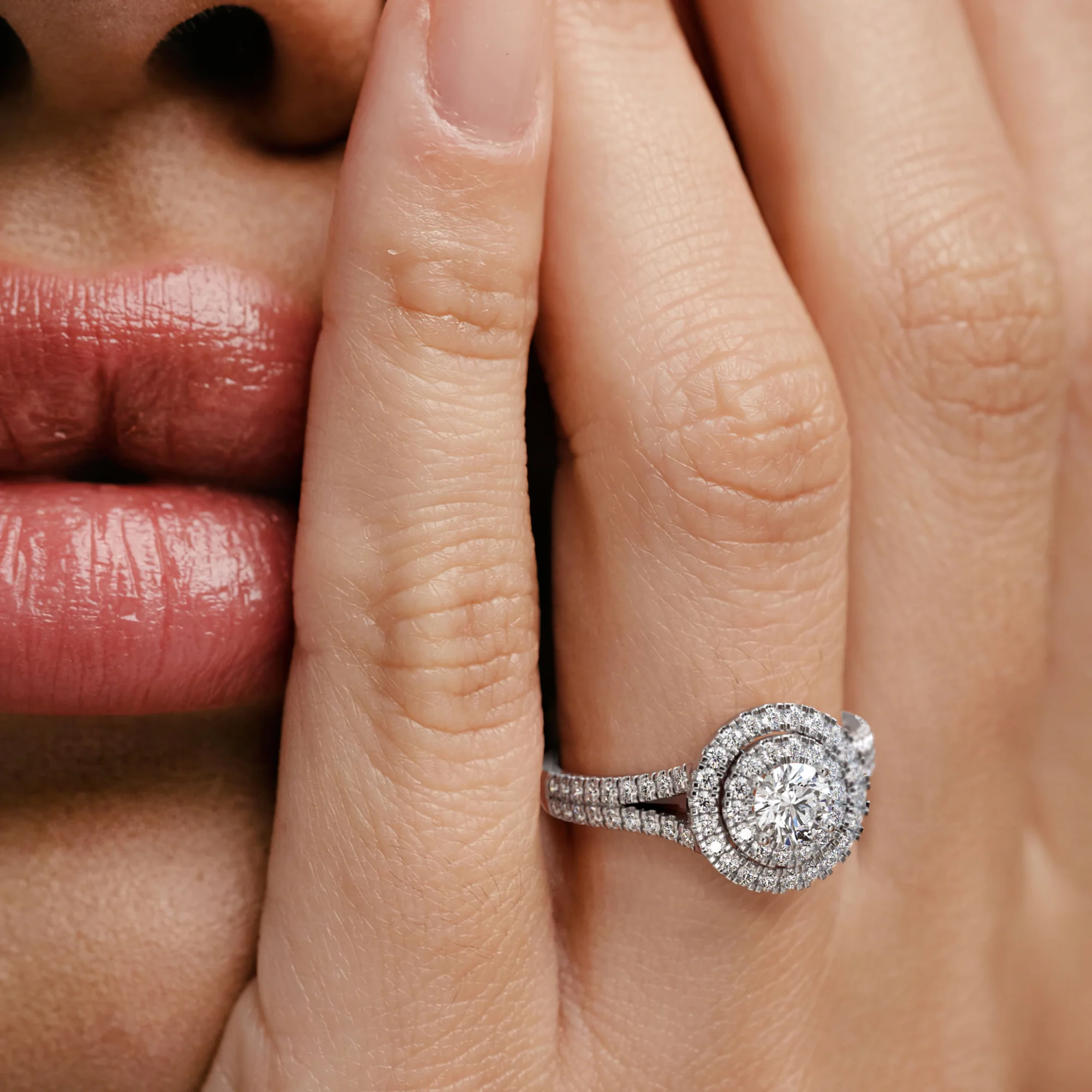 Camilla Diamond Halo Engagement Ring 18K White Gold 1.15ct G/SI2 - Image 4