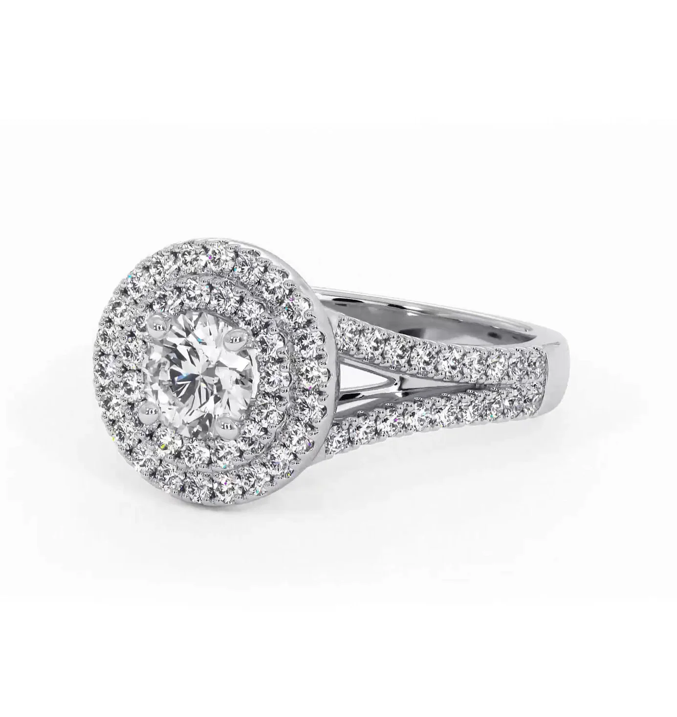 Camilla Diamond Halo Engagement Ring 18K White Gold 1.15ct G/SI2 - Image 94