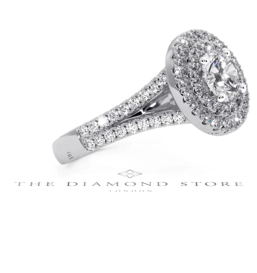Camilla GIA Diamond Halo Engagement Ring in Platinum 1.65ct G/SI2 - Image 100