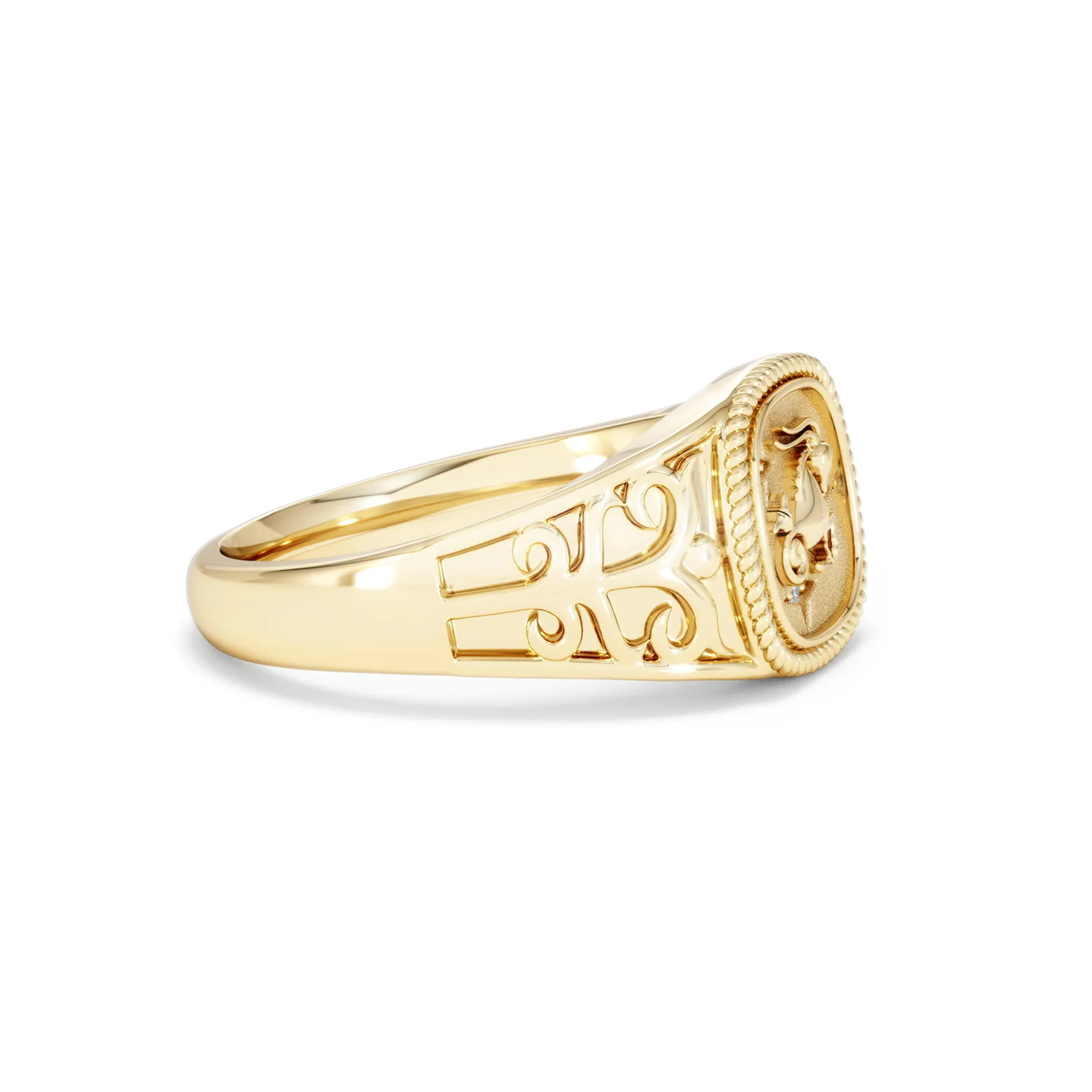 Capricorn Zodiac 0.01ct Lab Diamond Signet Ring in 18K Gold Vermeil - Image 22